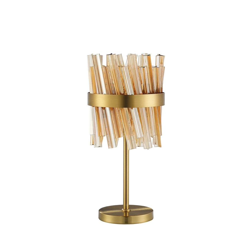 NL9512BR/AM9 Kaffer 6 Light Table Lamp Brass Amber