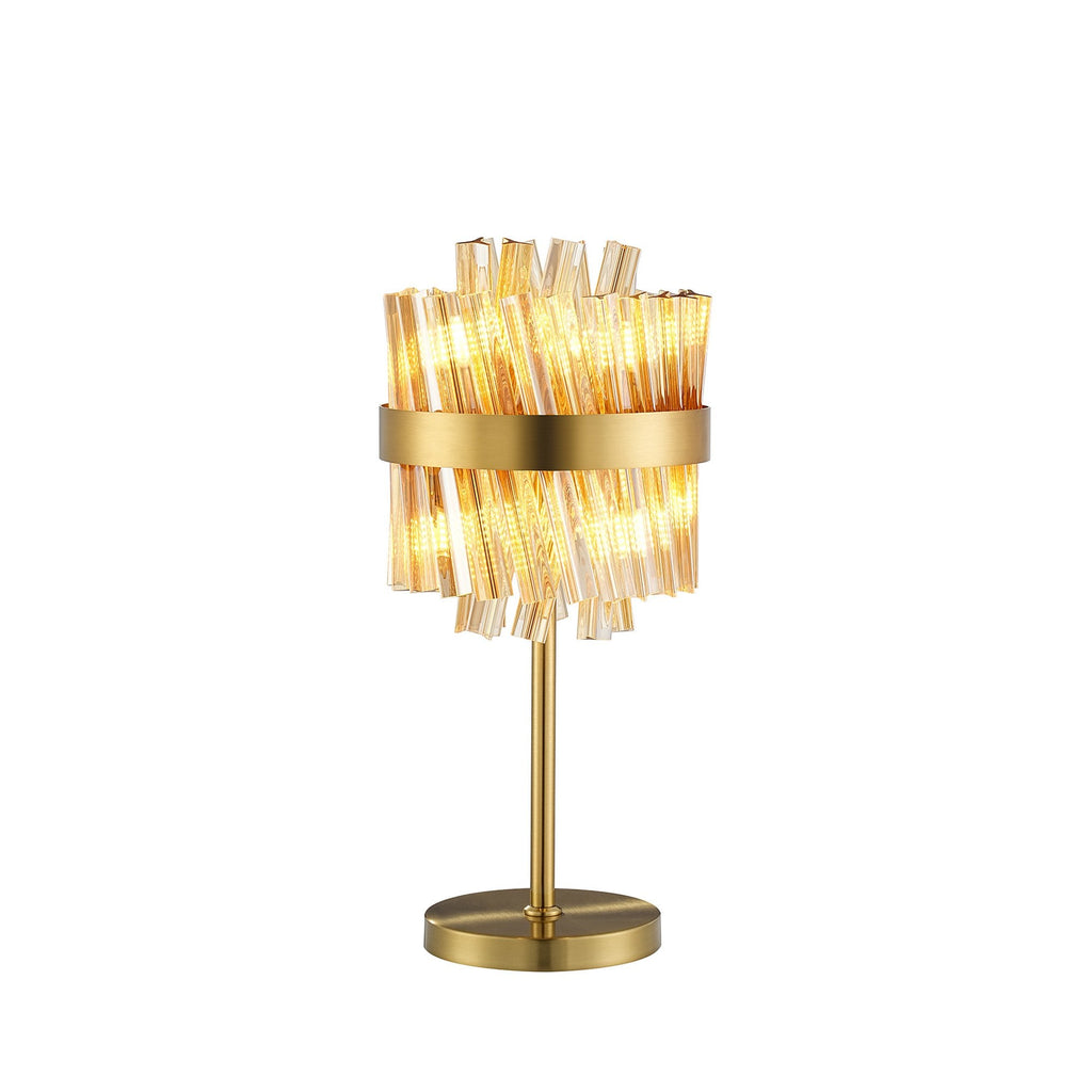NL9512BR/AM9 Kaffer 6 Light Table Lamp Brass Amber