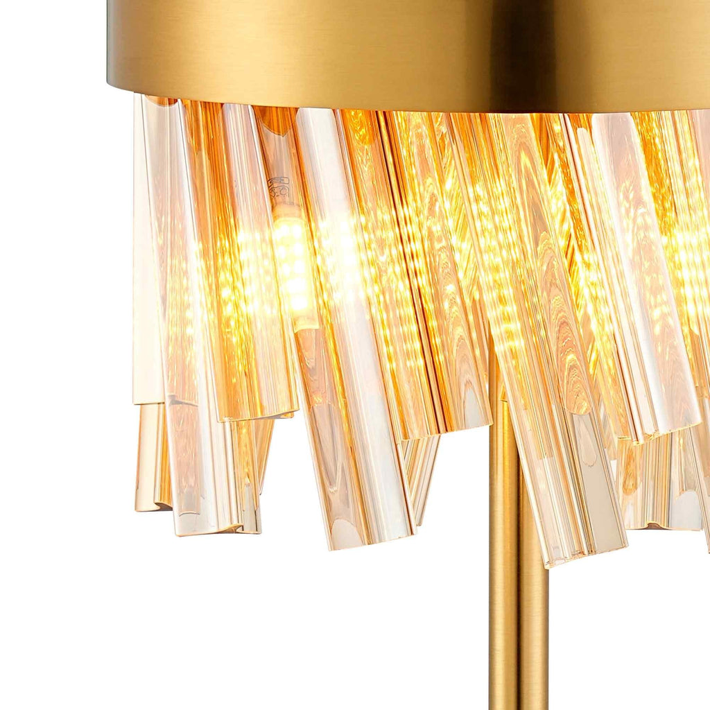 NL9512BR/AM9 Kaffer 6 Light Table Lamp Brass Amber