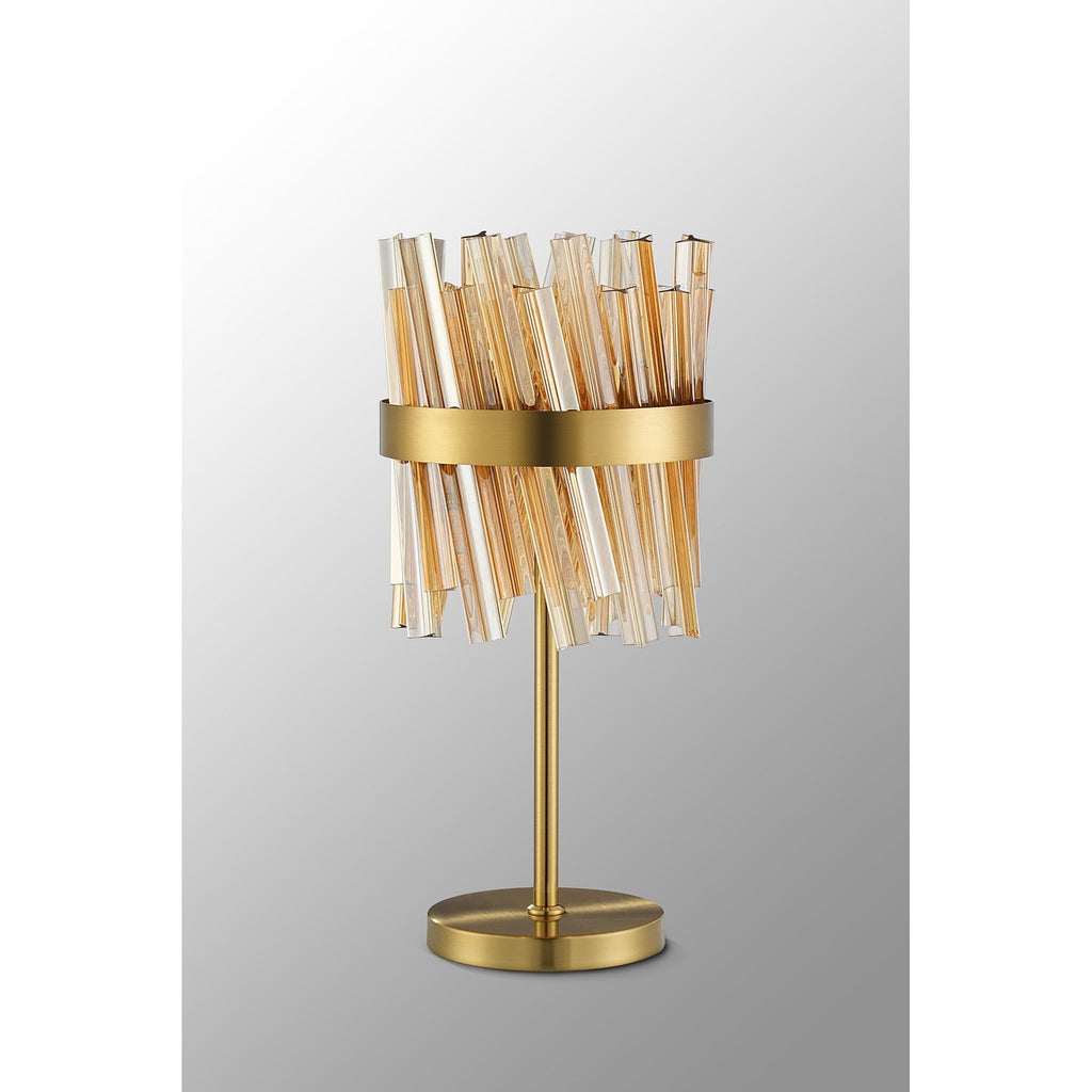 NL9512BR/AM9 Kaffer 6 Light Table Lamp Brass Amber