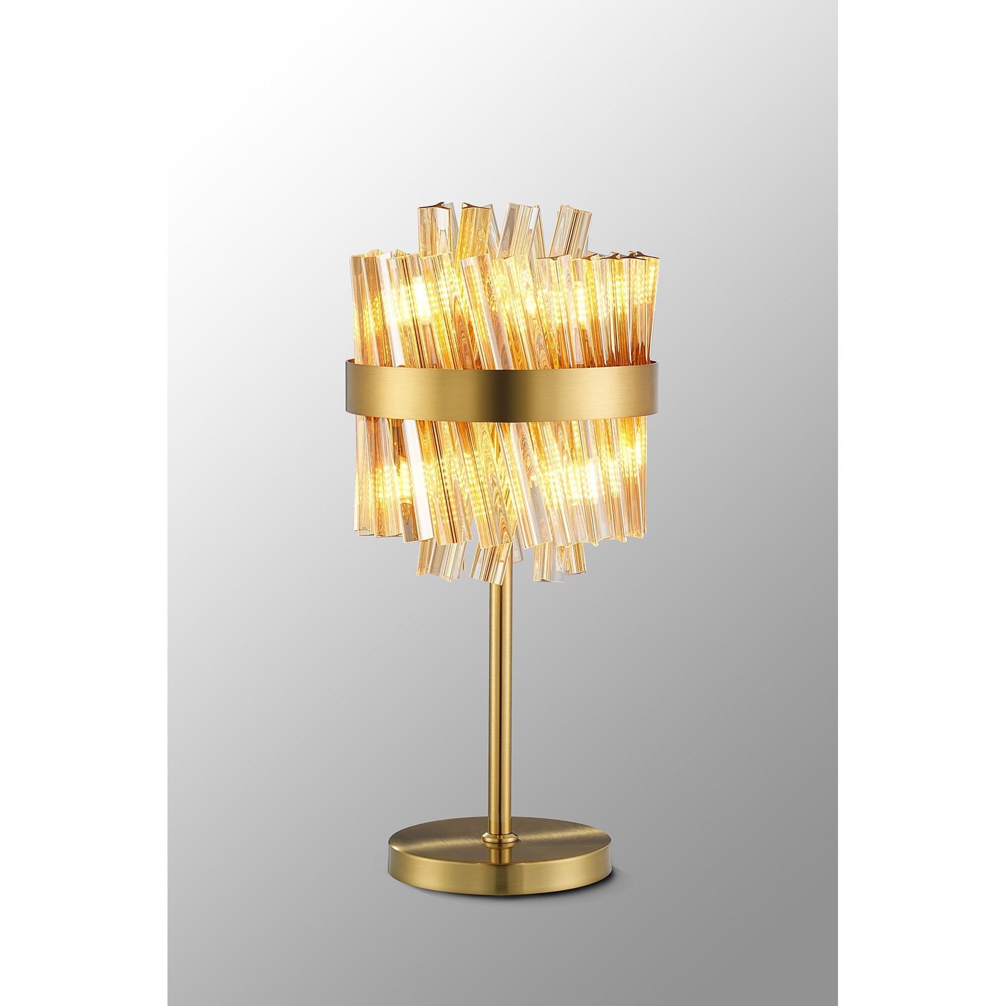 NL9512BR/AM9 Kaffer 6 Light Table Lamp Brass Amber