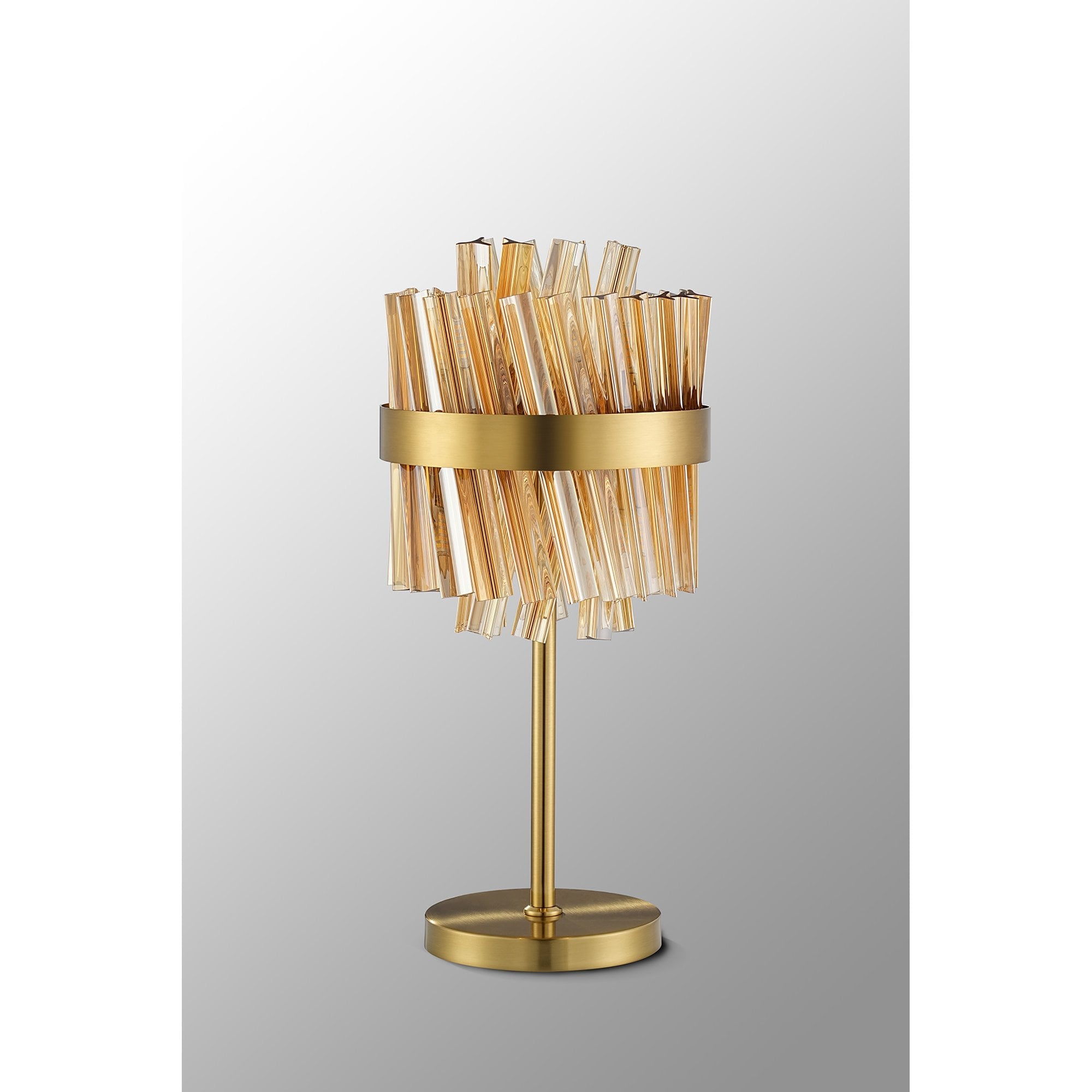 NL9512BR/AM9 Kaffer 6 Light Table Lamp Brass Amber