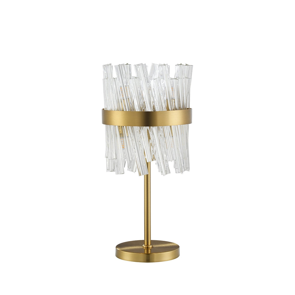 NL9512BR/CL9 Kaffer 6 Light Table Lamp Brass Clear