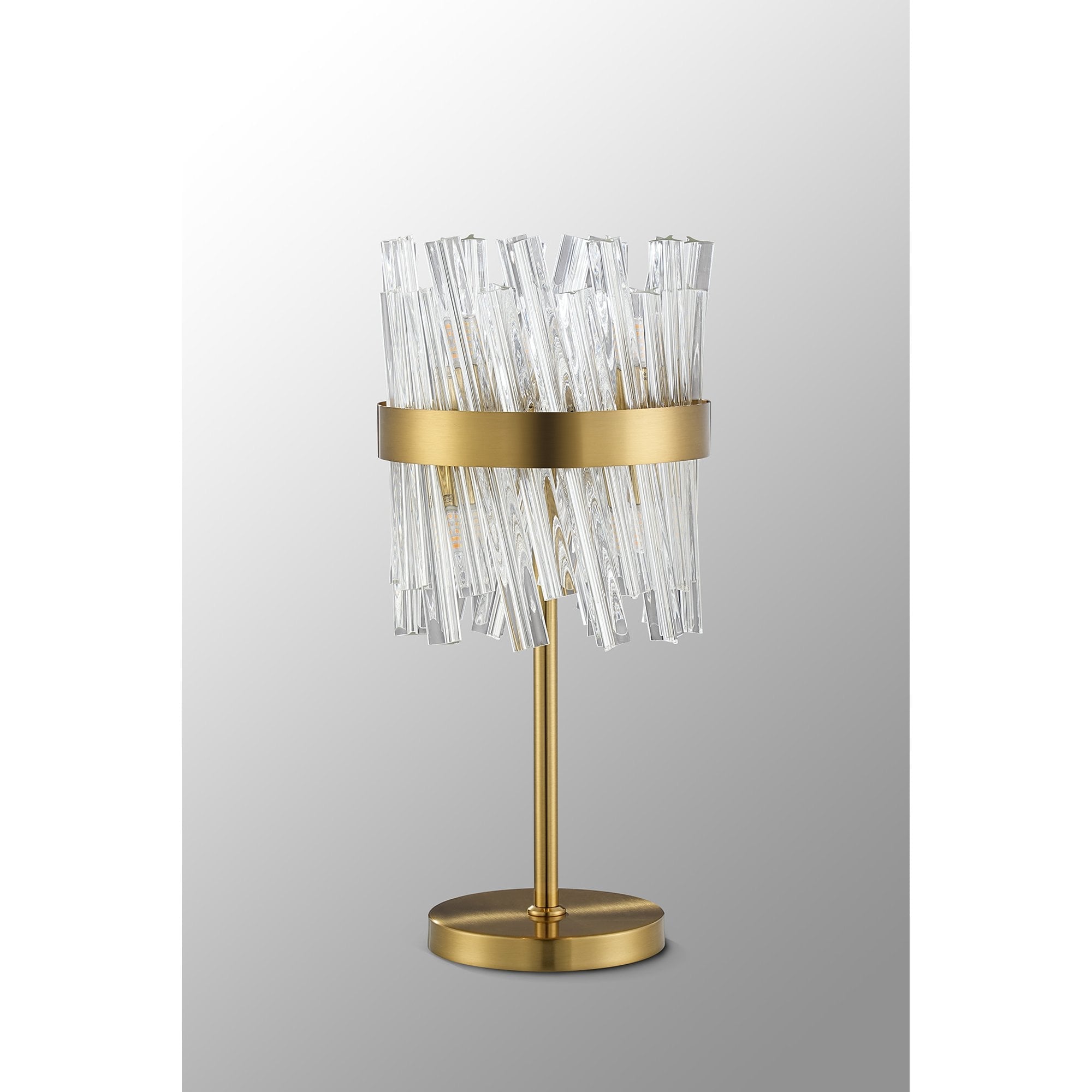 NL9512BR/CL9 Kaffer 6 Light Table Lamp Brass Clear