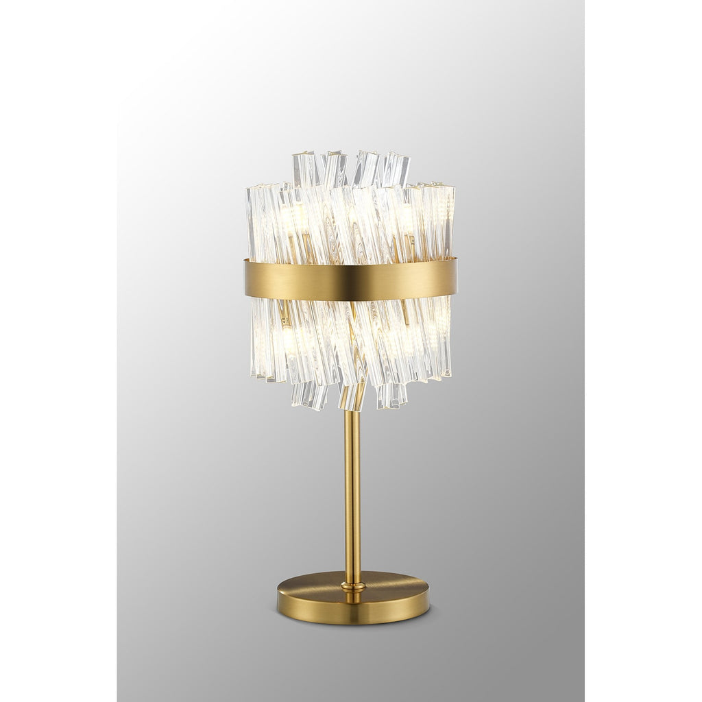 NL9512BR/CL9 Kaffer 6 Light Table Lamp Brass Clear