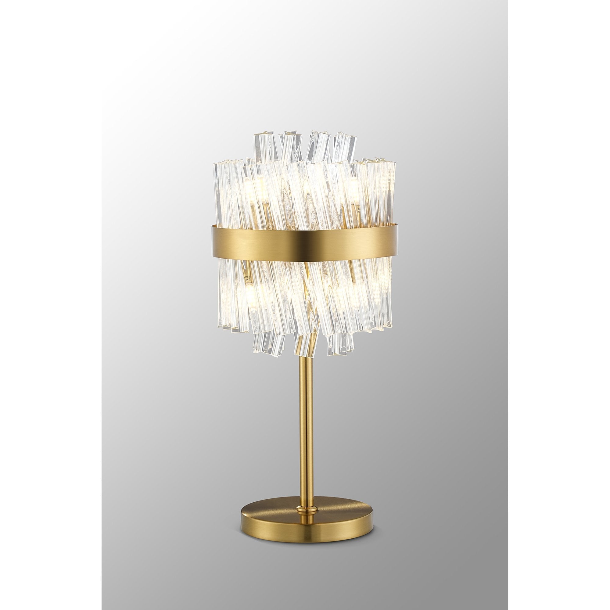 NL9512BR/CL9 Kaffer 6 Light Table Lamp Brass Clear