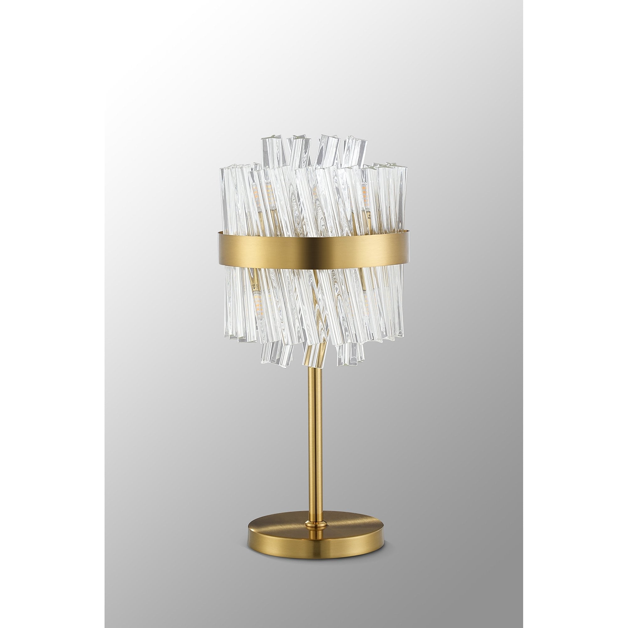 NL9512BR/CL9 Kaffer 6 Light Table Lamp Brass Clear