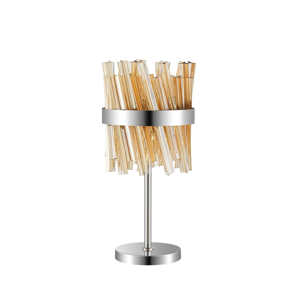NL9512PN/AM9 Kaffer 6 Light Table Lamp Polished Nickel Amber