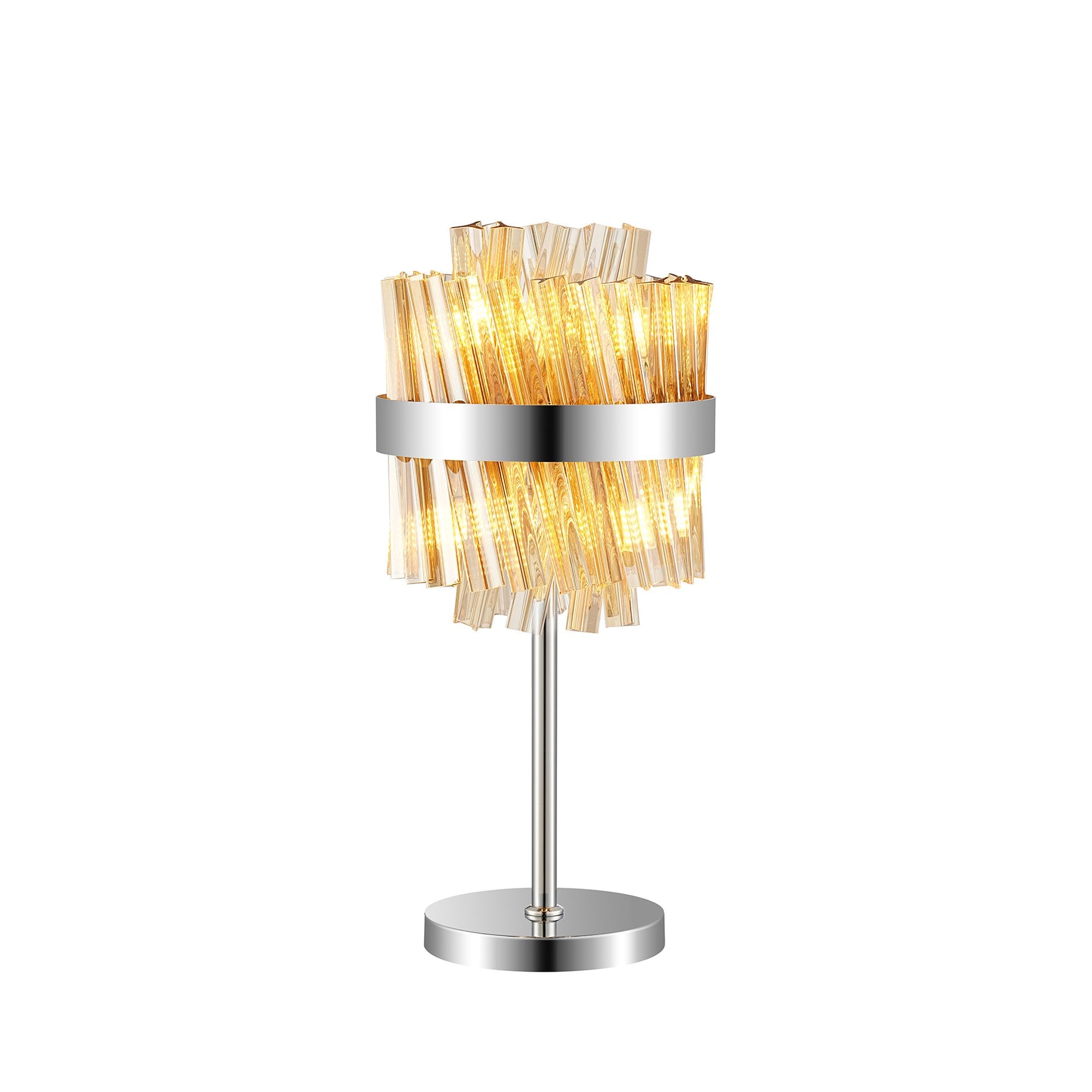 NL9512PN/AM9 Kaffer 6 Light Table Lamp Polished Nickel Amber
