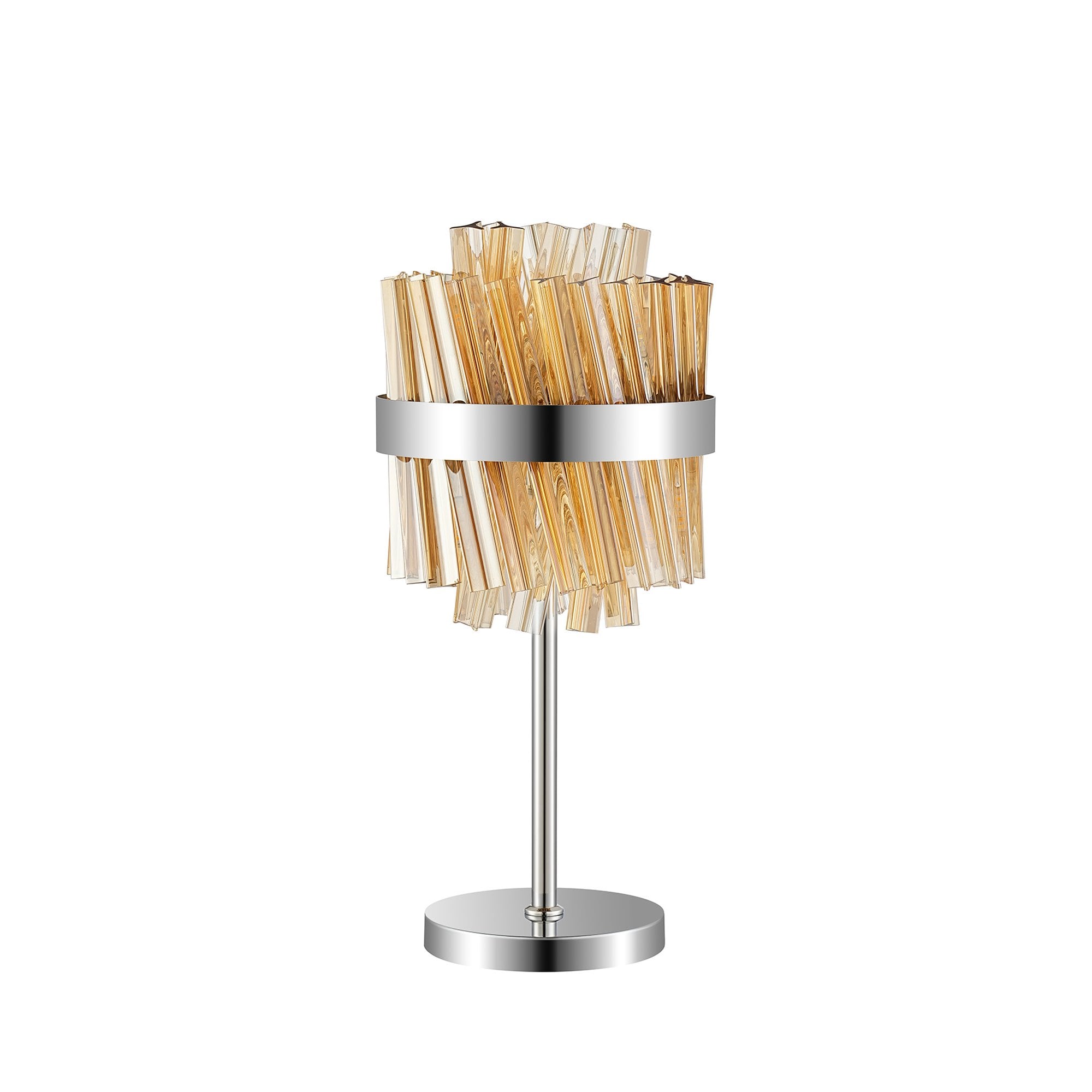 NL9512PN/AM9 Kaffer 6 Light Table Lamp Polished Nickel Amber