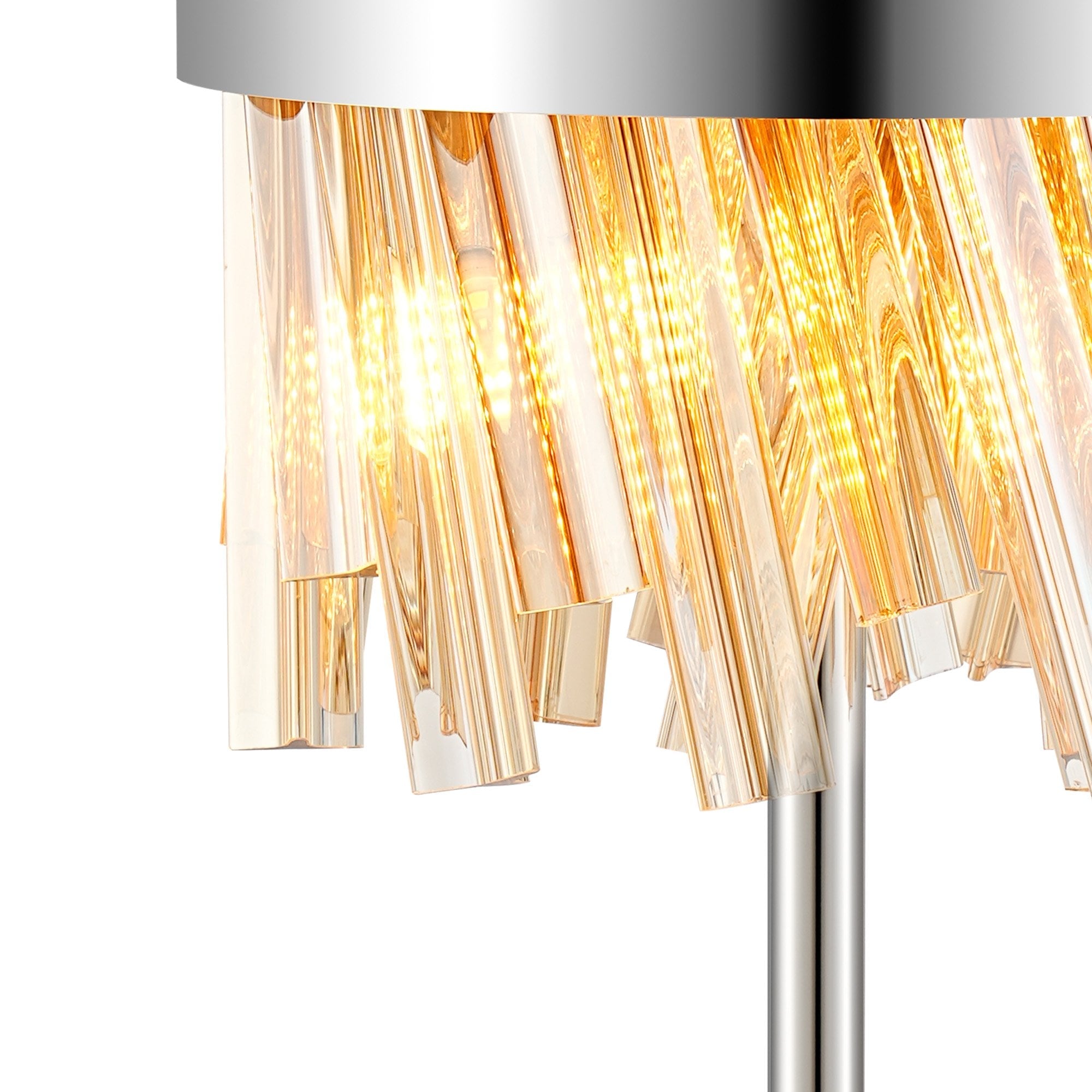 NL9512PN/AM9 Kaffer 6 Light Table Lamp Polished Nickel Amber
