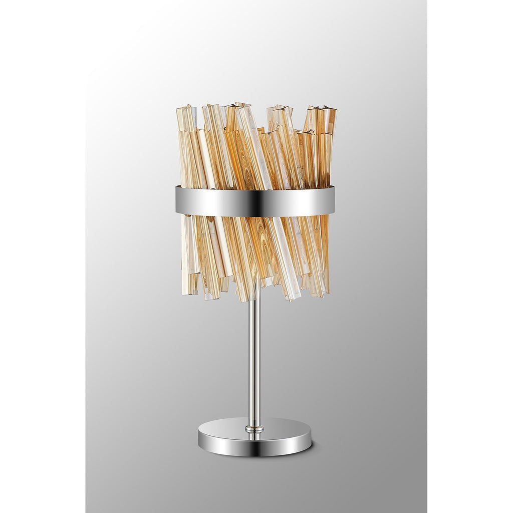 NL9512PN/AM9 Kaffer 6 Light Table Lamp Polished Nickel Amber