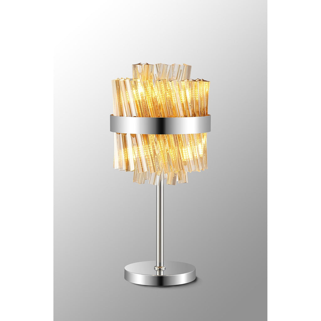 NL9512PN/AM9 Kaffer 6 Light Table Lamp Polished Nickel Amber