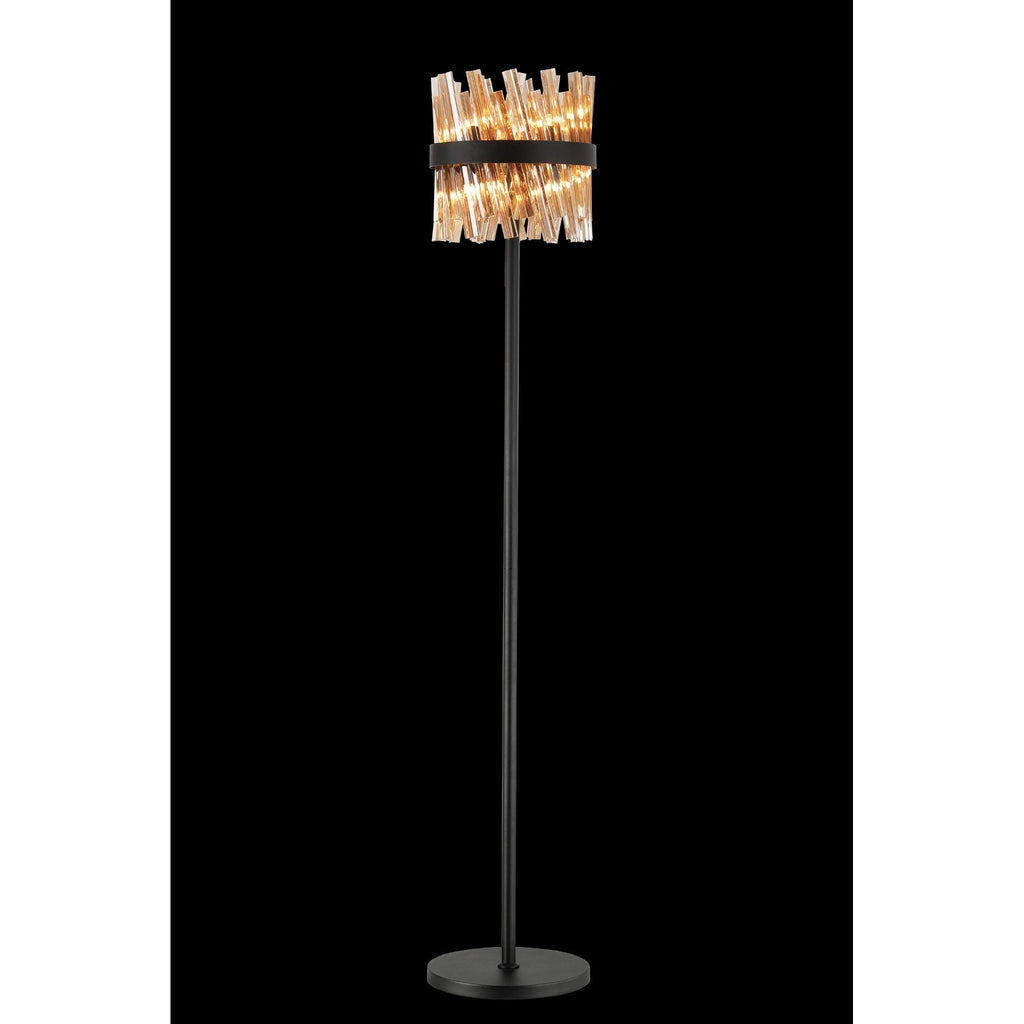 NL9514BL/AM9 Kaffer 8 Light Floor Lamp Satin Black Amber