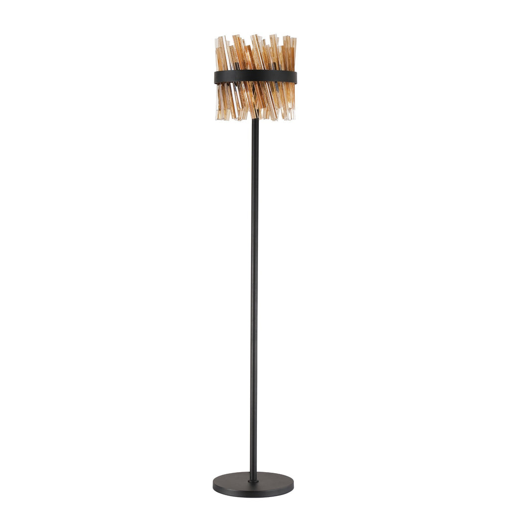 NL9514BL/AM9 Kaffer 8 Light Floor Lamp Satin Black Amber