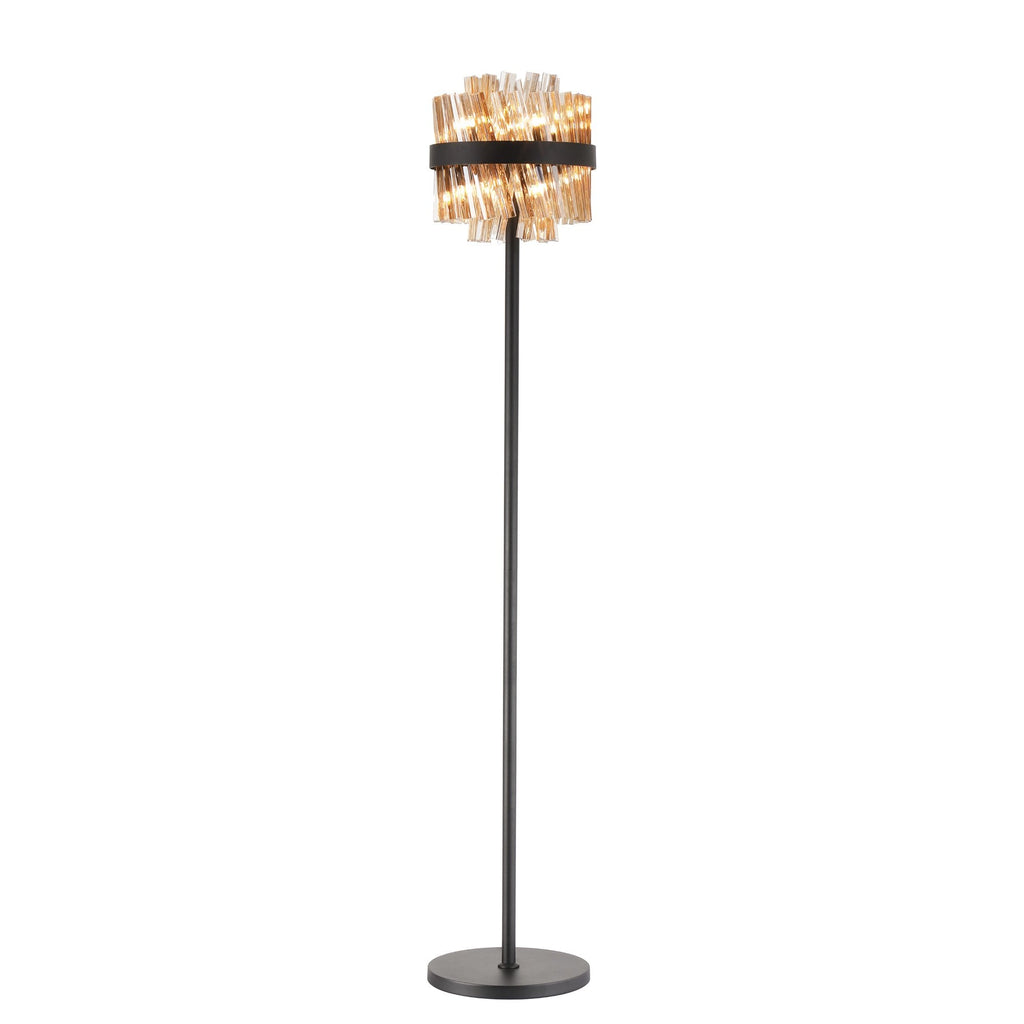 NL9514BL/AM9 Kaffer 8 Light Floor Lamp Satin Black Amber