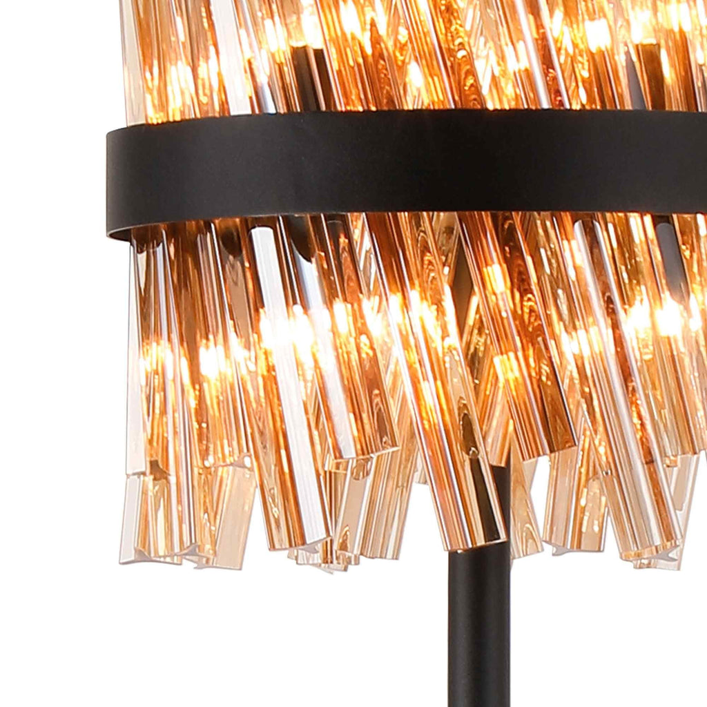 NL9514BL/AM9 Kaffer 8 Light Floor Lamp Satin Black Amber