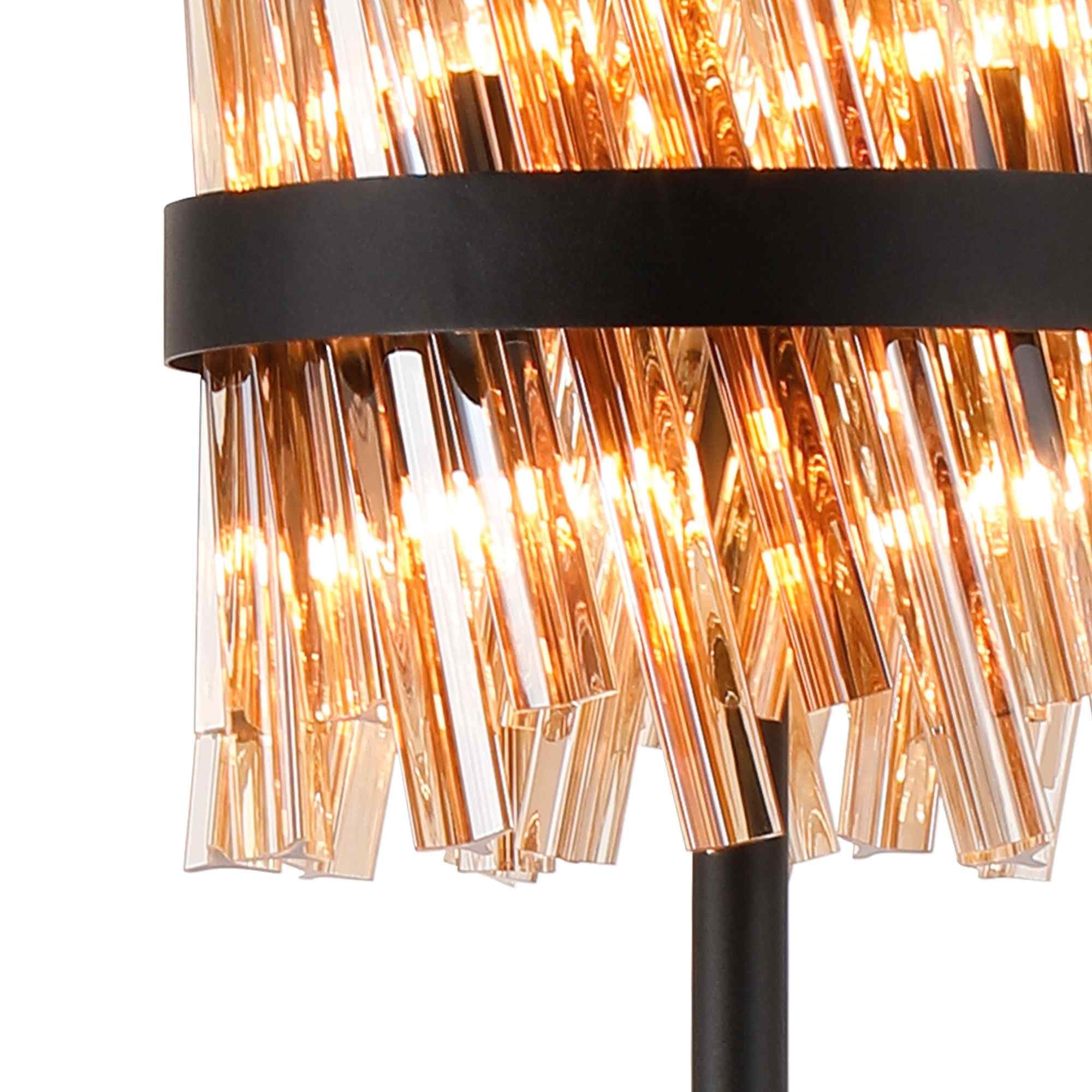 NL9514BL/AM9 Kaffer 8 Light Floor Lamp Satin Black Amber
