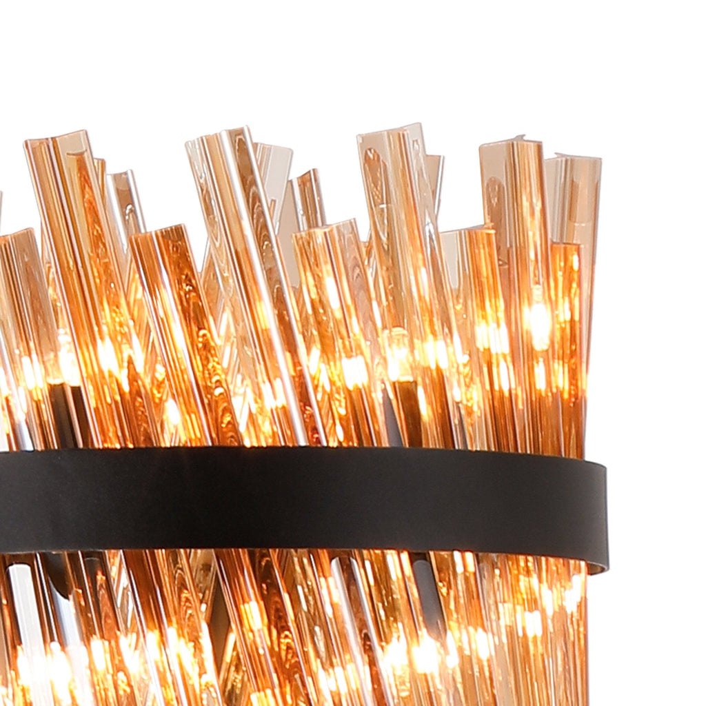 NL9514BL/AM9 Kaffer 8 Light Floor Lamp Satin Black Amber
