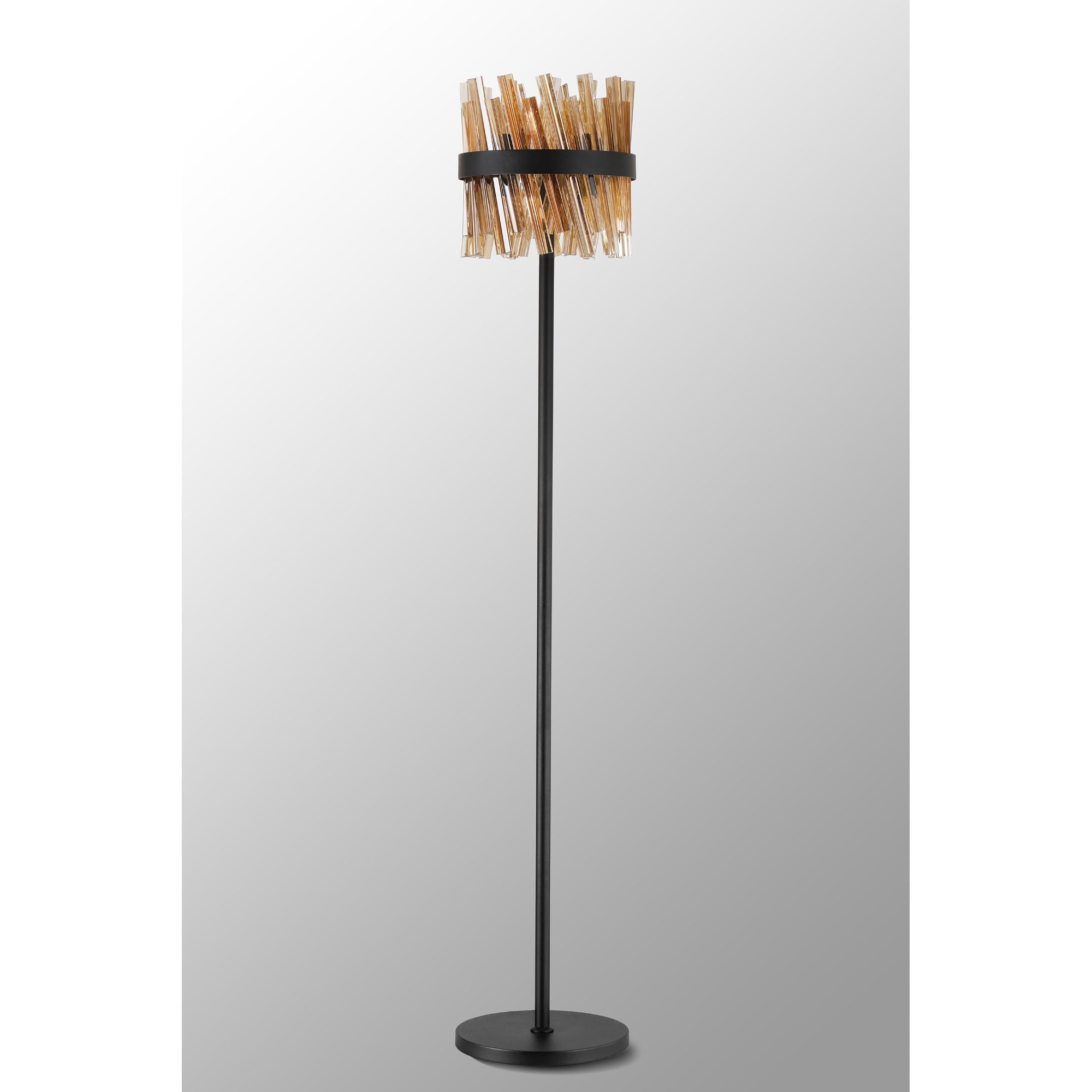 NL9514BL/AM9 Kaffer 8 Light Floor Lamp Satin Black Amber