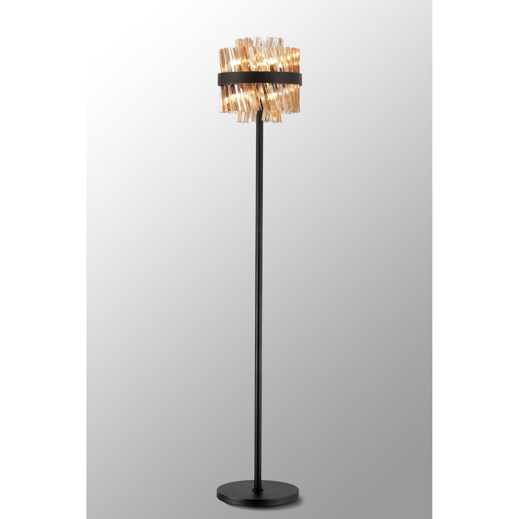 NL9514BL/AM9 Kaffer 8 Light Floor Lamp Satin Black Amber