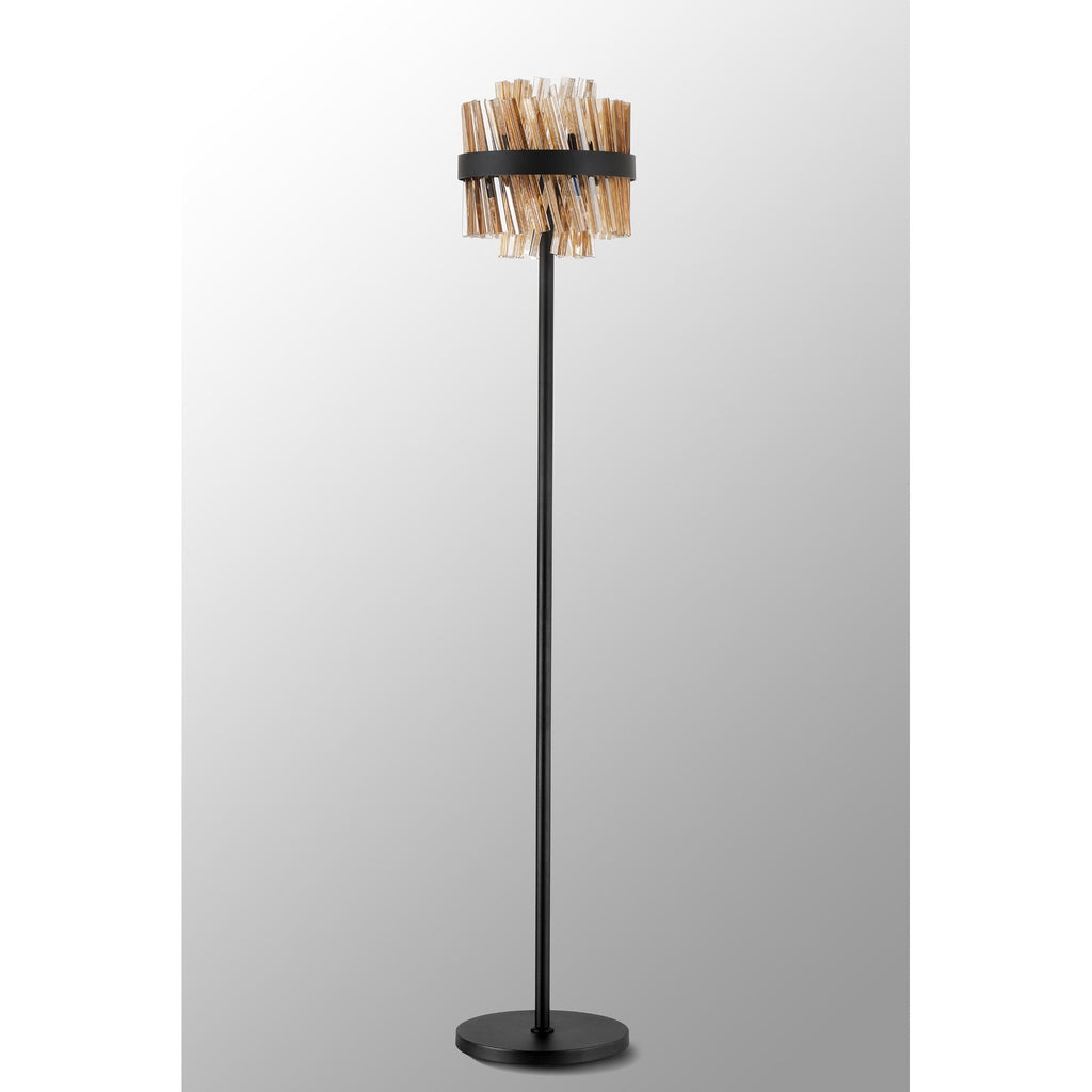 NL9514BL/AM9 Kaffer 8 Light Floor Lamp Satin Black Amber