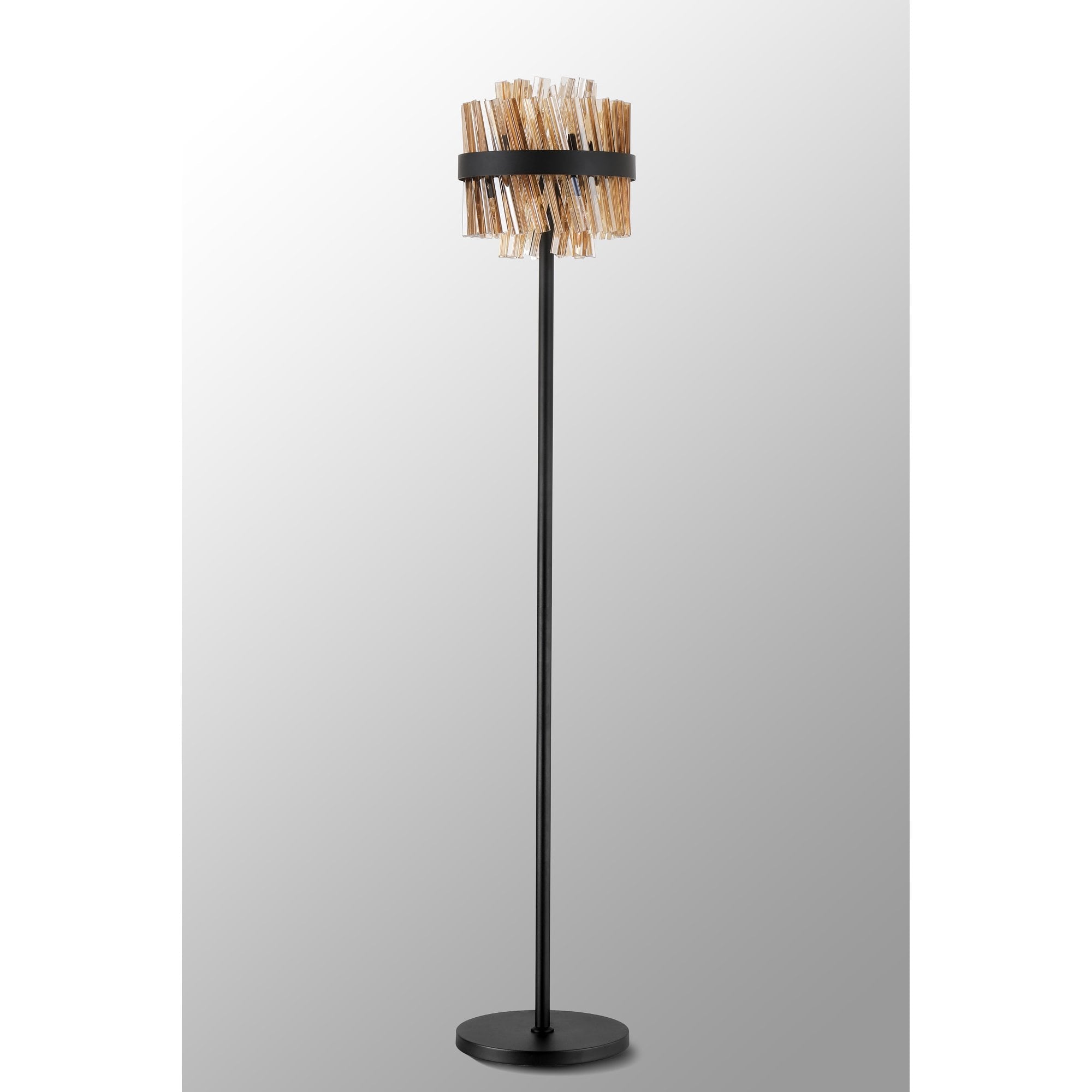 NL9514BL/AM9 Kaffer 8 Light Floor Lamp Satin Black Amber