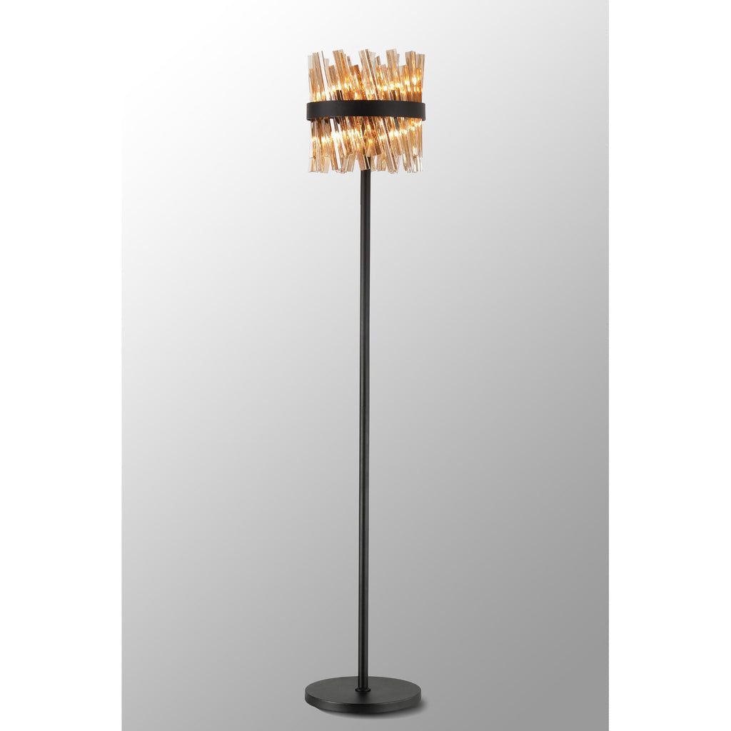 NL9514BL/AM9 Kaffer 8 Light Floor Lamp Satin Black Amber