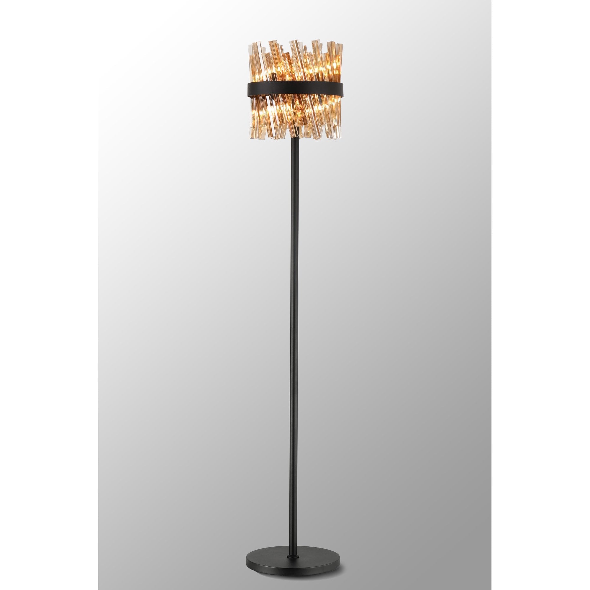NL9514BL/AM9 Kaffer 8 Light Floor Lamp Satin Black Amber