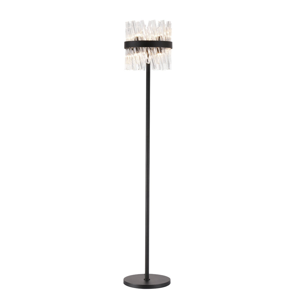 NL9514BL/CL9 Kaffer 8 Light Floor Lamp Satin Black Clear