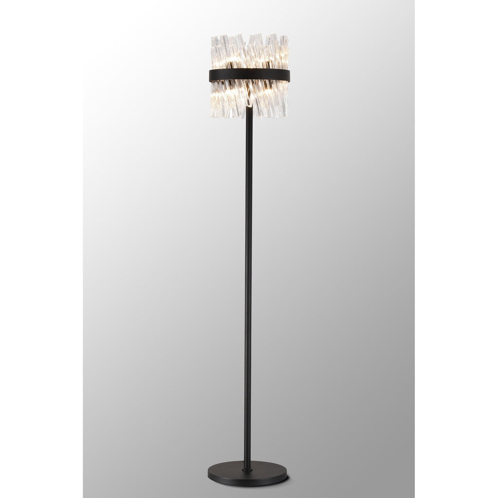 NL9514BL/CL9 Kaffer 8 Light Floor Lamp Satin Black Clear