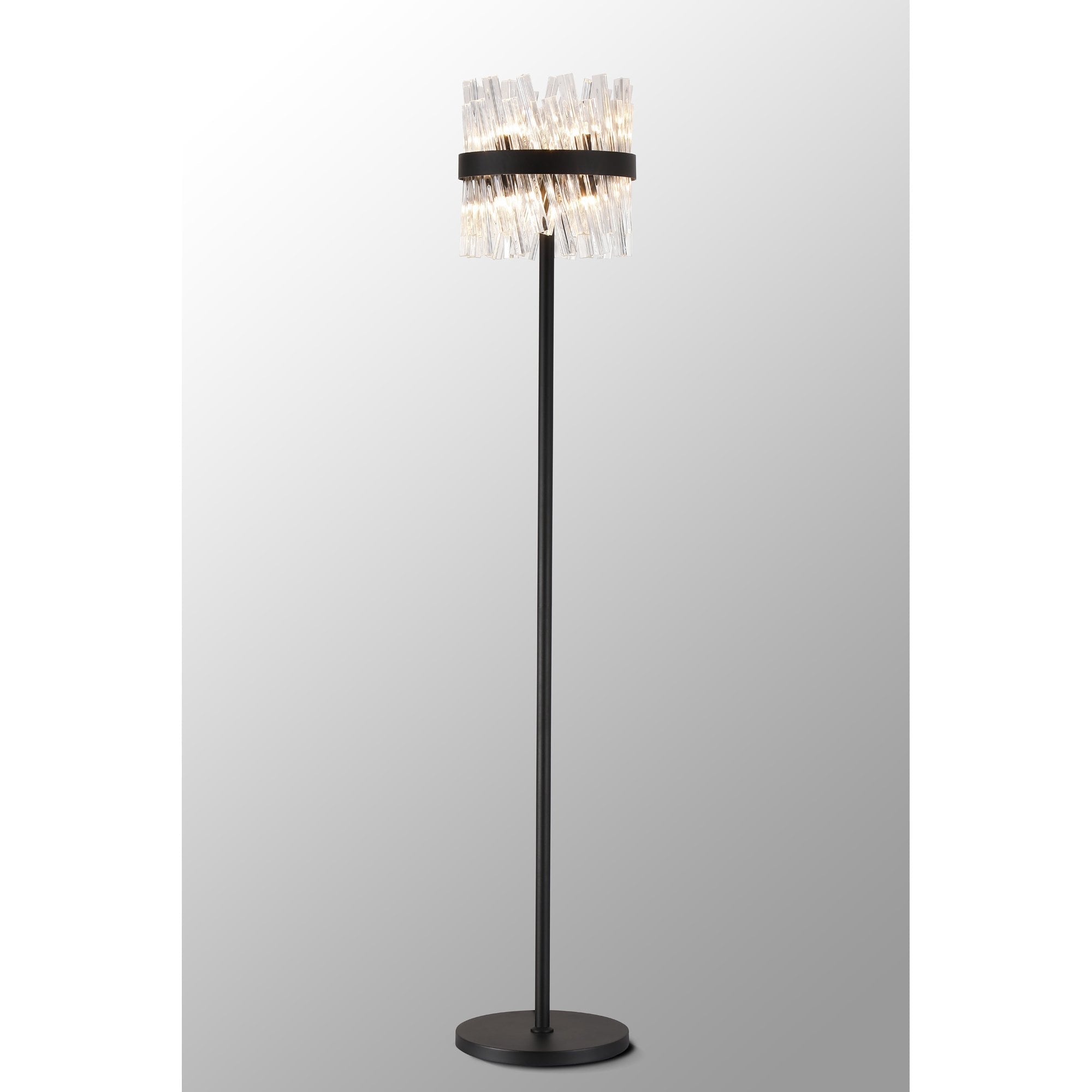 NL9514BL/CL9 Kaffer 8 Light Floor Lamp Satin Black Clear