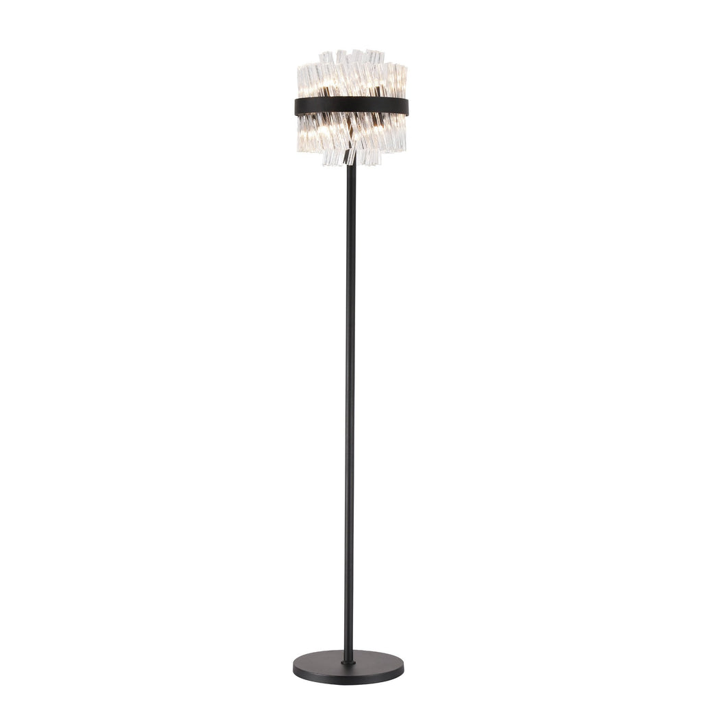 NL9514BL/CL9 Kaffer 8 Light Floor Lamp Satin Black Clear