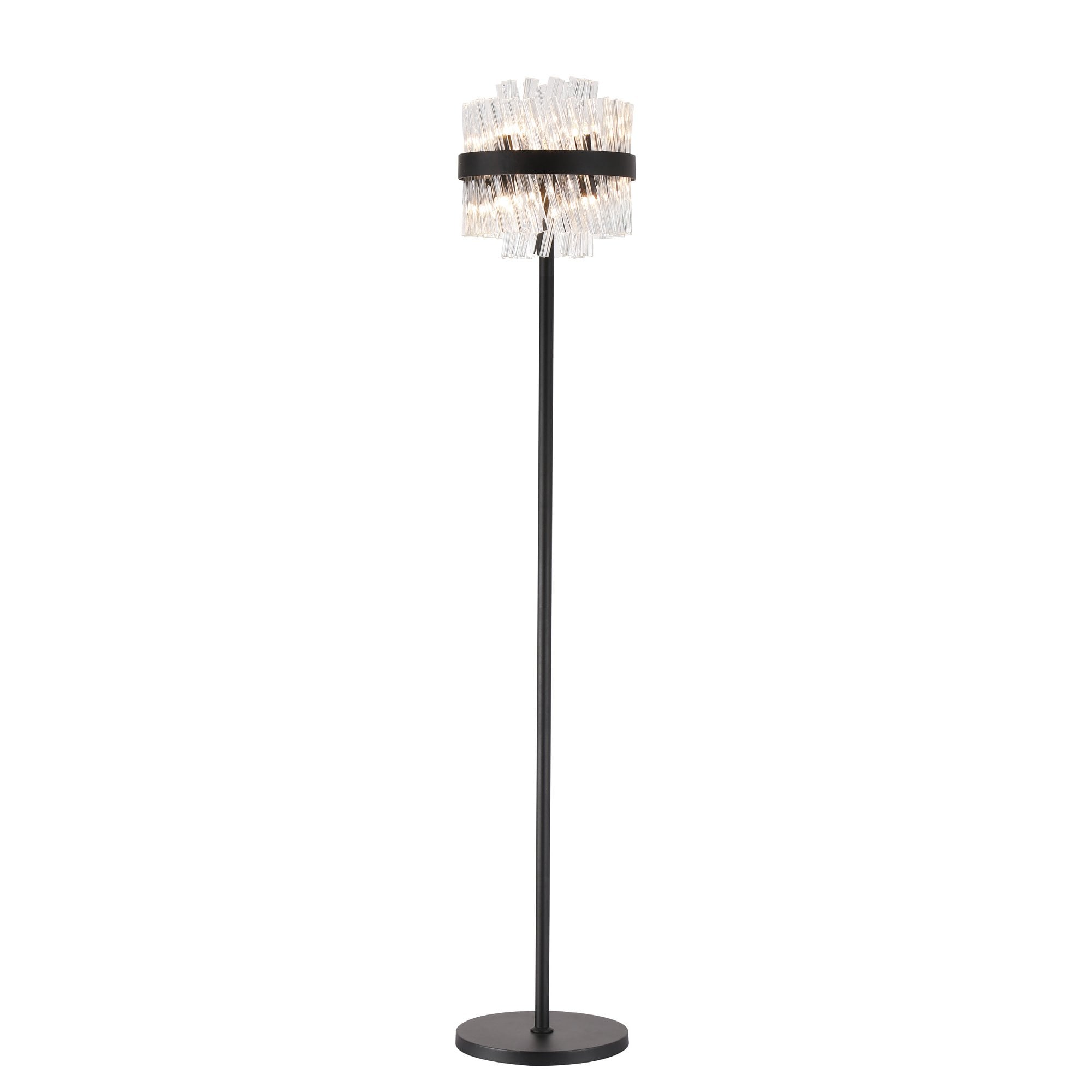 NL9514BL/CL9 Kaffer 8 Light Floor Lamp Satin Black Clear
