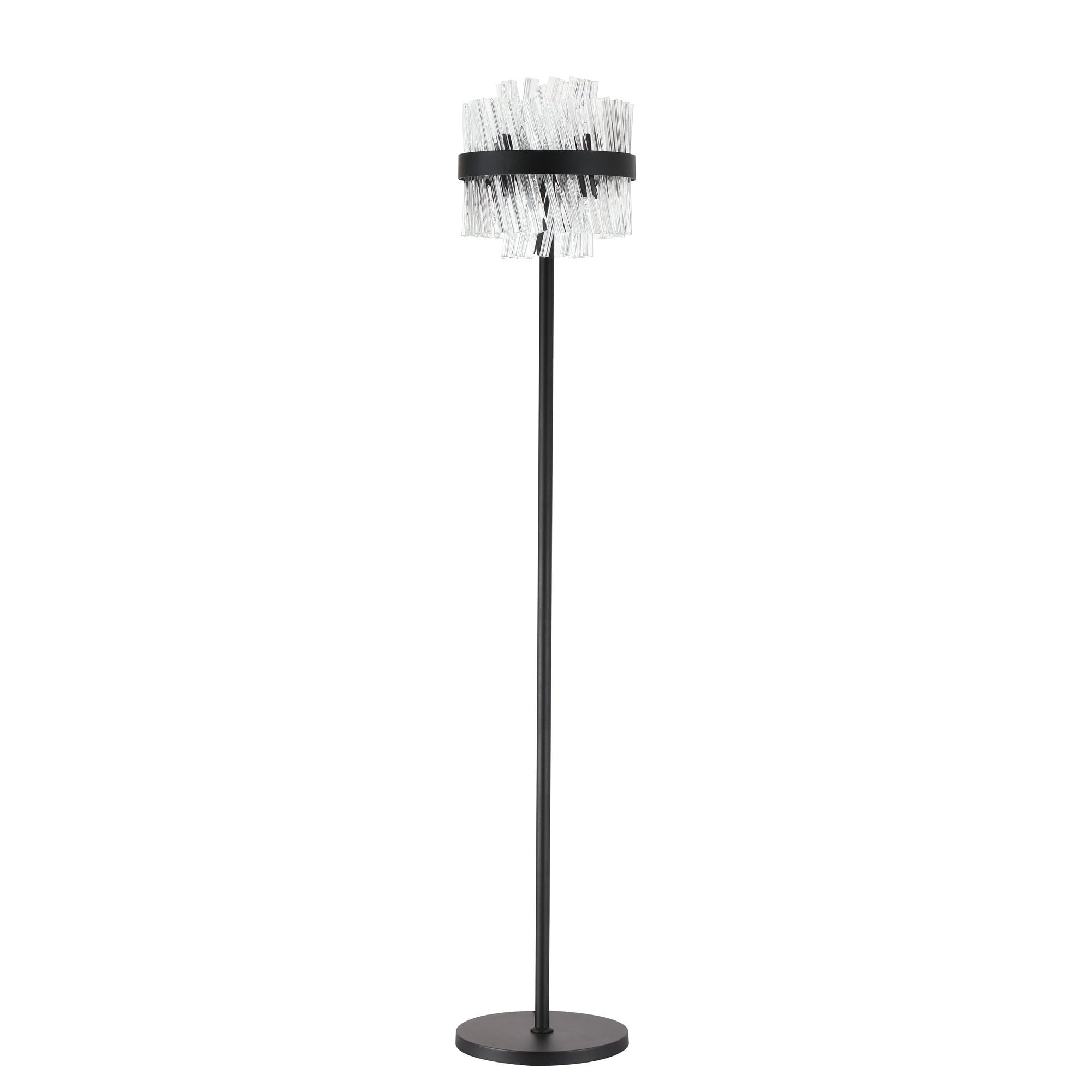 NL9514BL/CL9 Kaffer 8 Light Floor Lamp Satin Black Clear