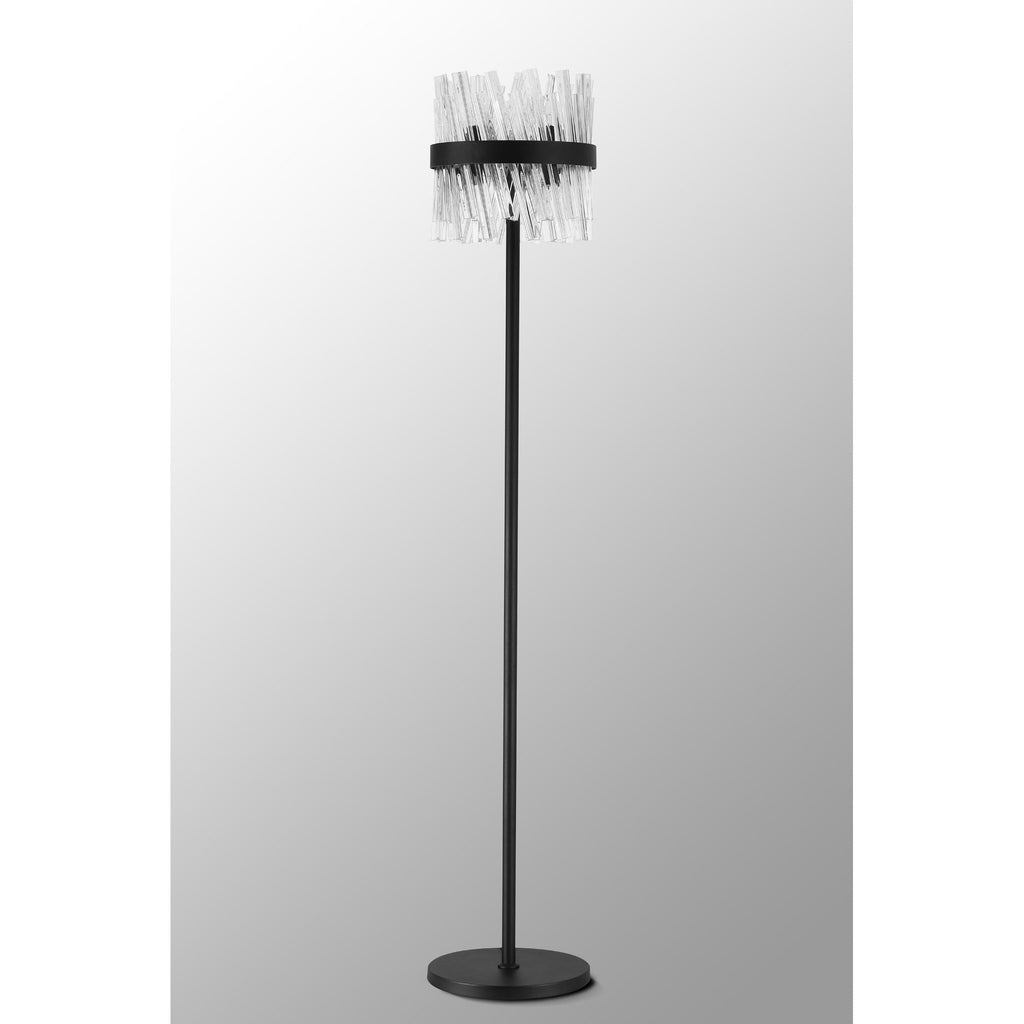NL9514BL/CL9 Kaffer 8 Light Floor Lamp Satin Black Clear