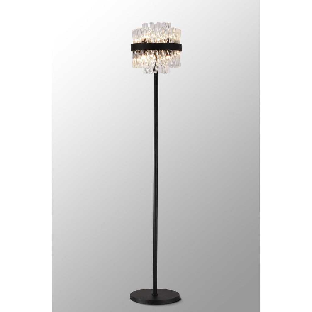 NL9514BL/CL9 Kaffer 8 Light Floor Lamp Satin Black Clear