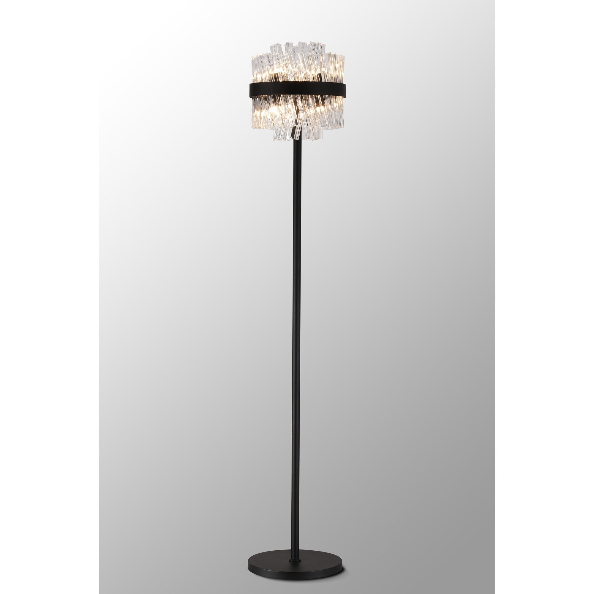 NL9514BL/CL9 Kaffer 8 Light Floor Lamp Satin Black Clear