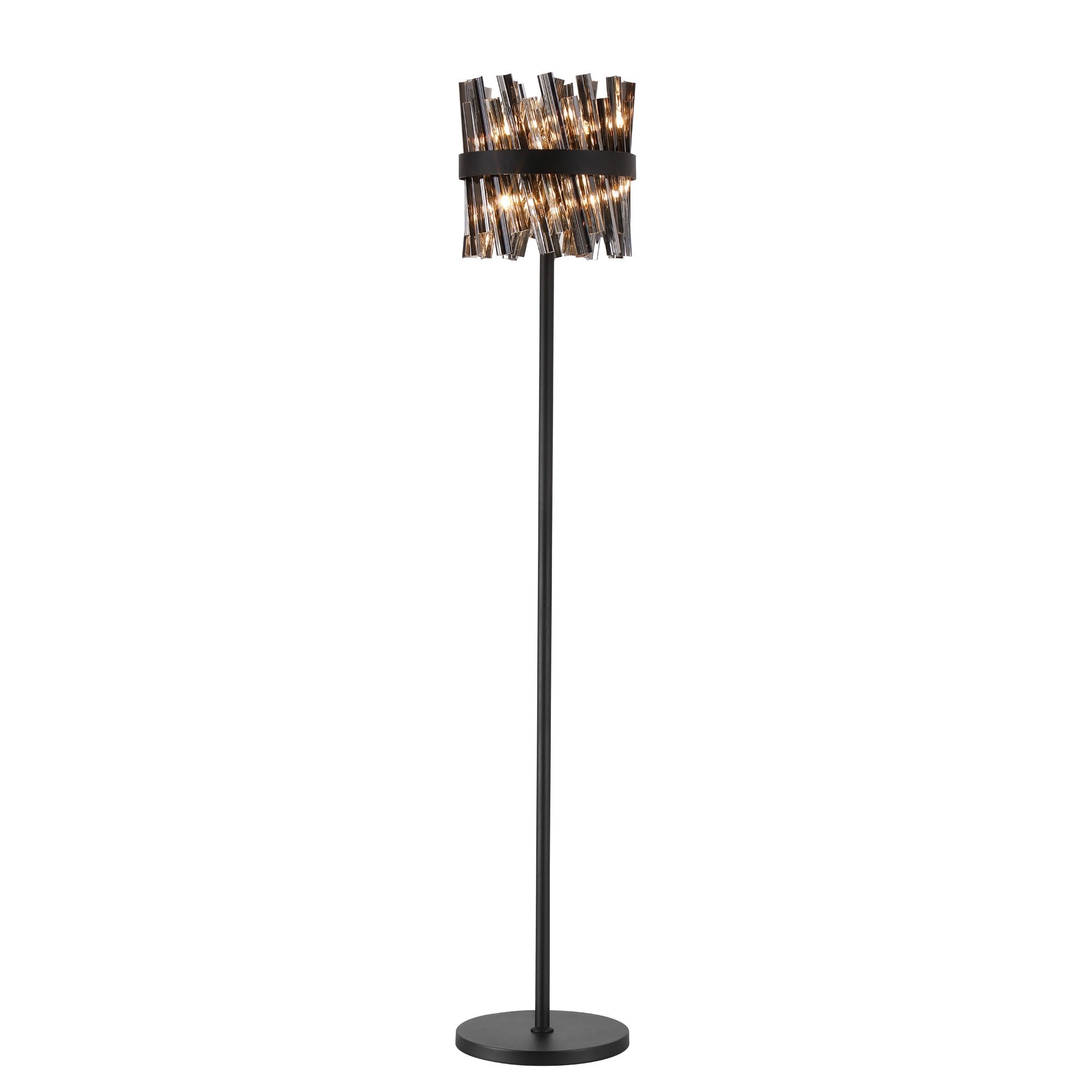 NL9514BL/SM9 Kaffer 8 Light Floor Lamp Satin Black Smoke