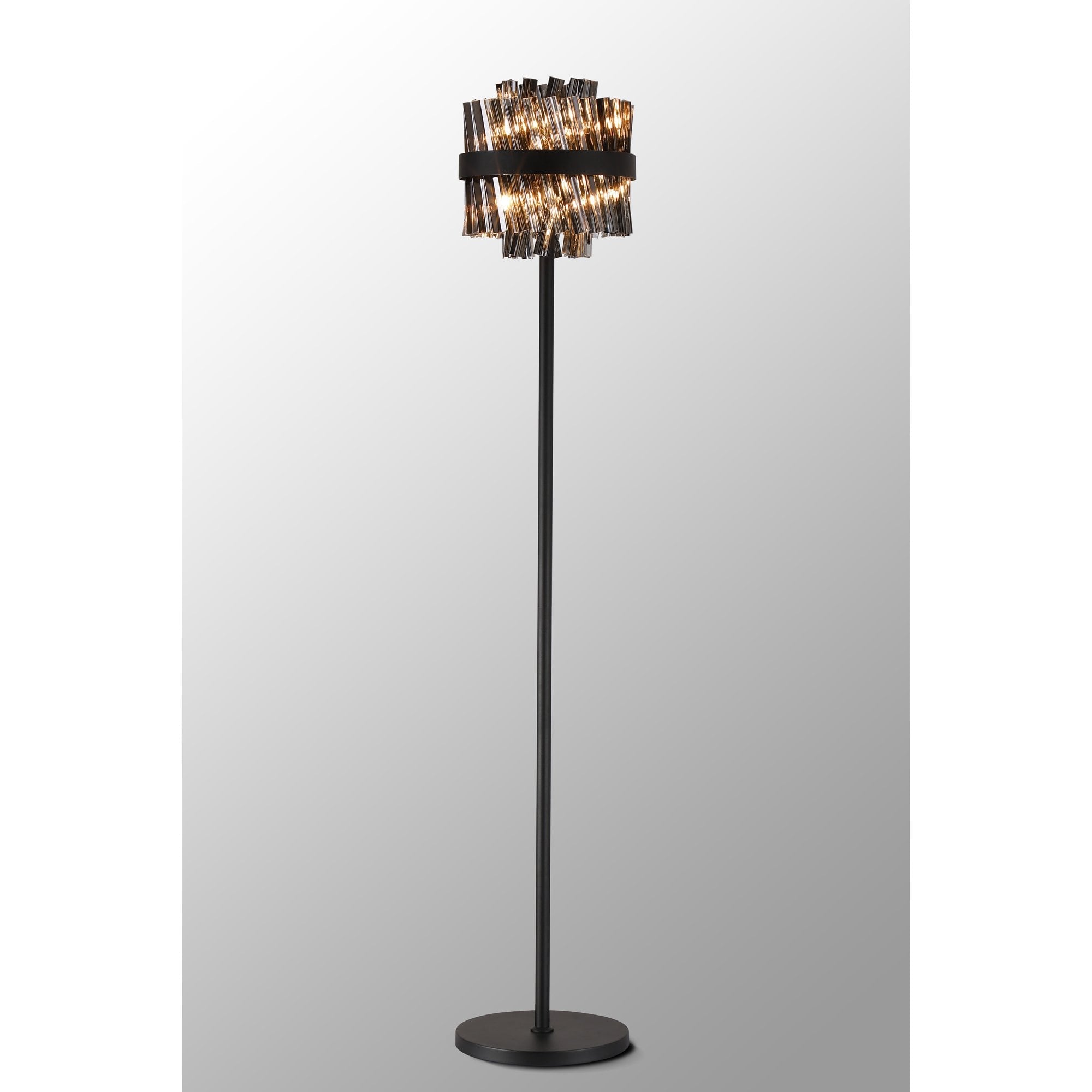 NL9514BL/SM9 Kaffer 8 Light Floor Lamp Satin Black Smoke
