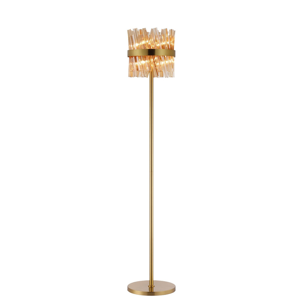 NL9514BR/AM9 Kaffer 8 Light Floor Lamp Brass Amber