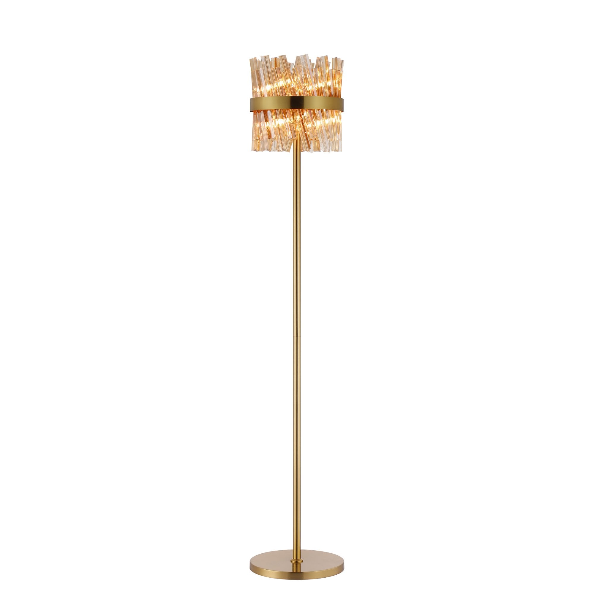 NL9514BR/AM9 Kaffer 8 Light Floor Lamp Brass Amber
