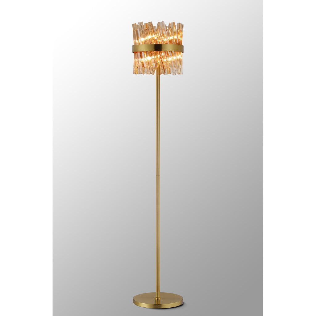 NL9514BR/AM9 Kaffer 8 Light Floor Lamp Brass Amber