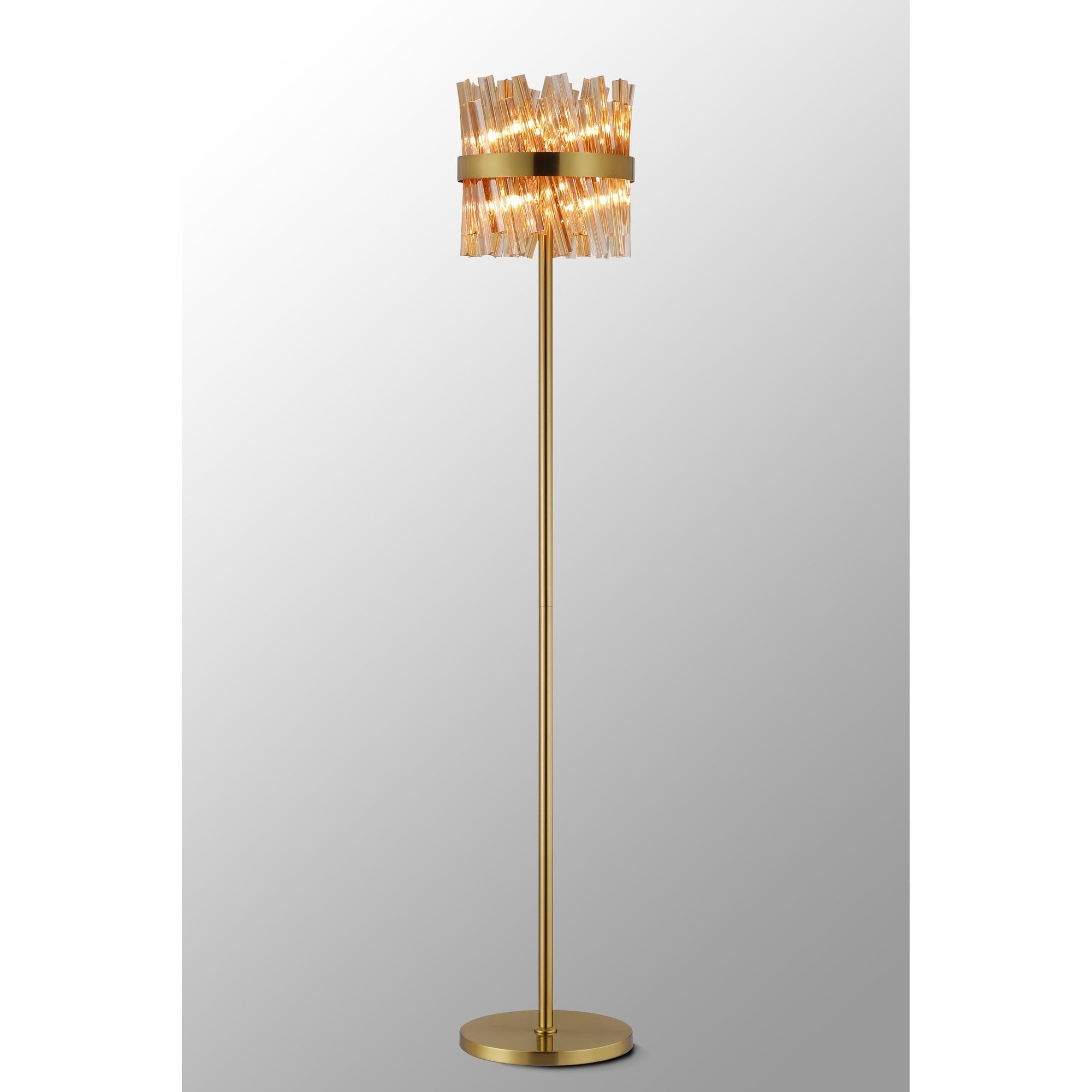 NL9514BR/AM9 Kaffer 8 Light Floor Lamp Brass Amber