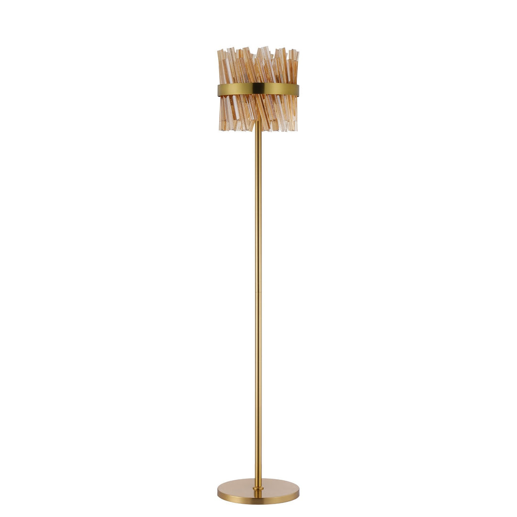 NL9514BR/AM9 Kaffer 8 Light Floor Lamp Brass Amber