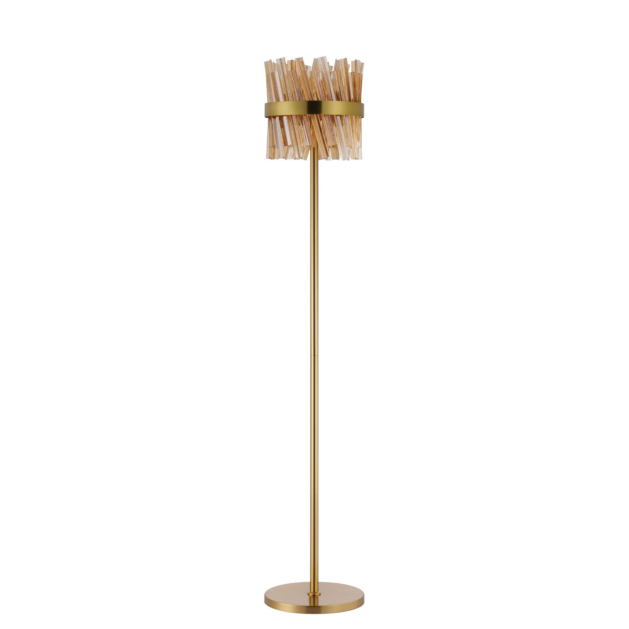 NL9514BR/AM9 Kaffer 8 Light Floor Lamp Brass Amber
