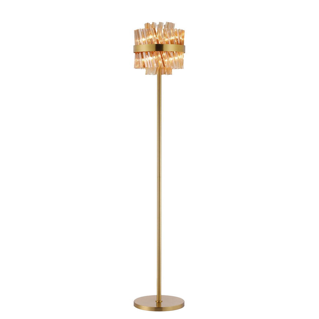 NL9514BR/AM9 Kaffer 8 Light Floor Lamp Brass Amber