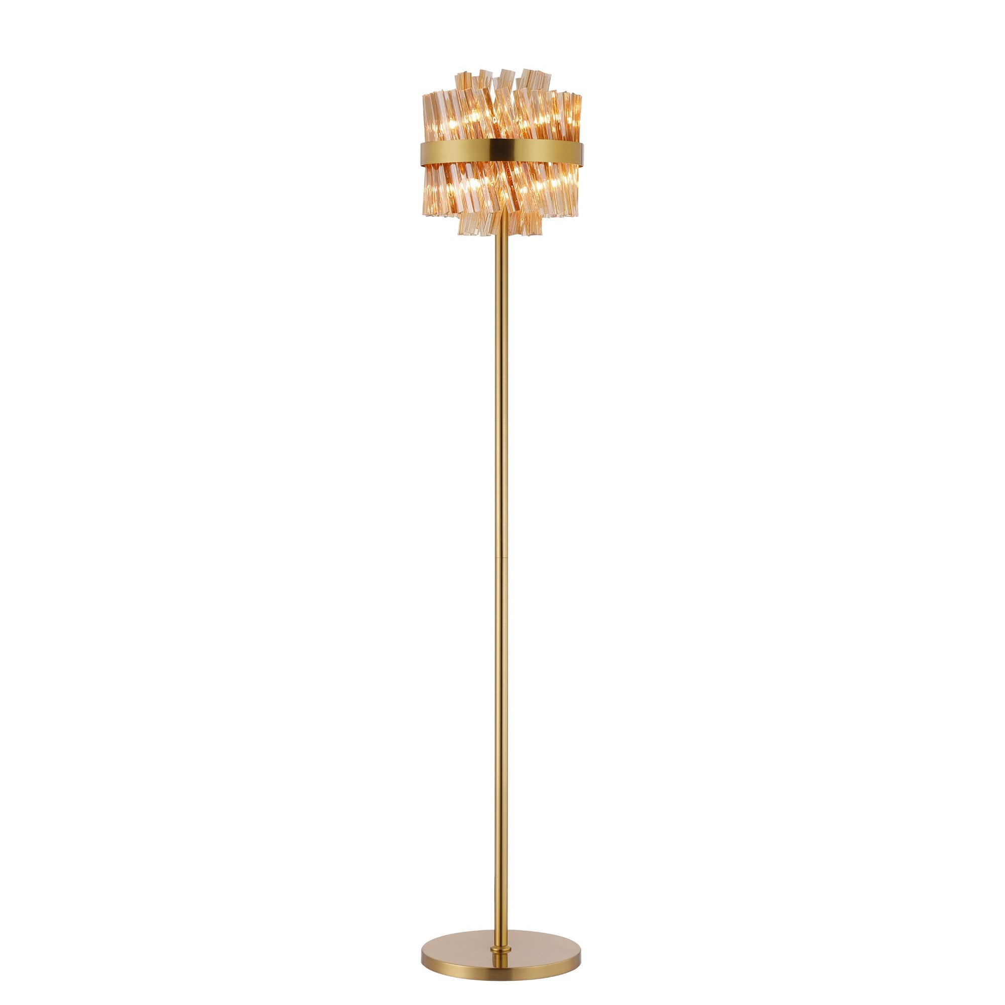 NL9514BR/AM9 Kaffer 8 Light Floor Lamp Brass Amber