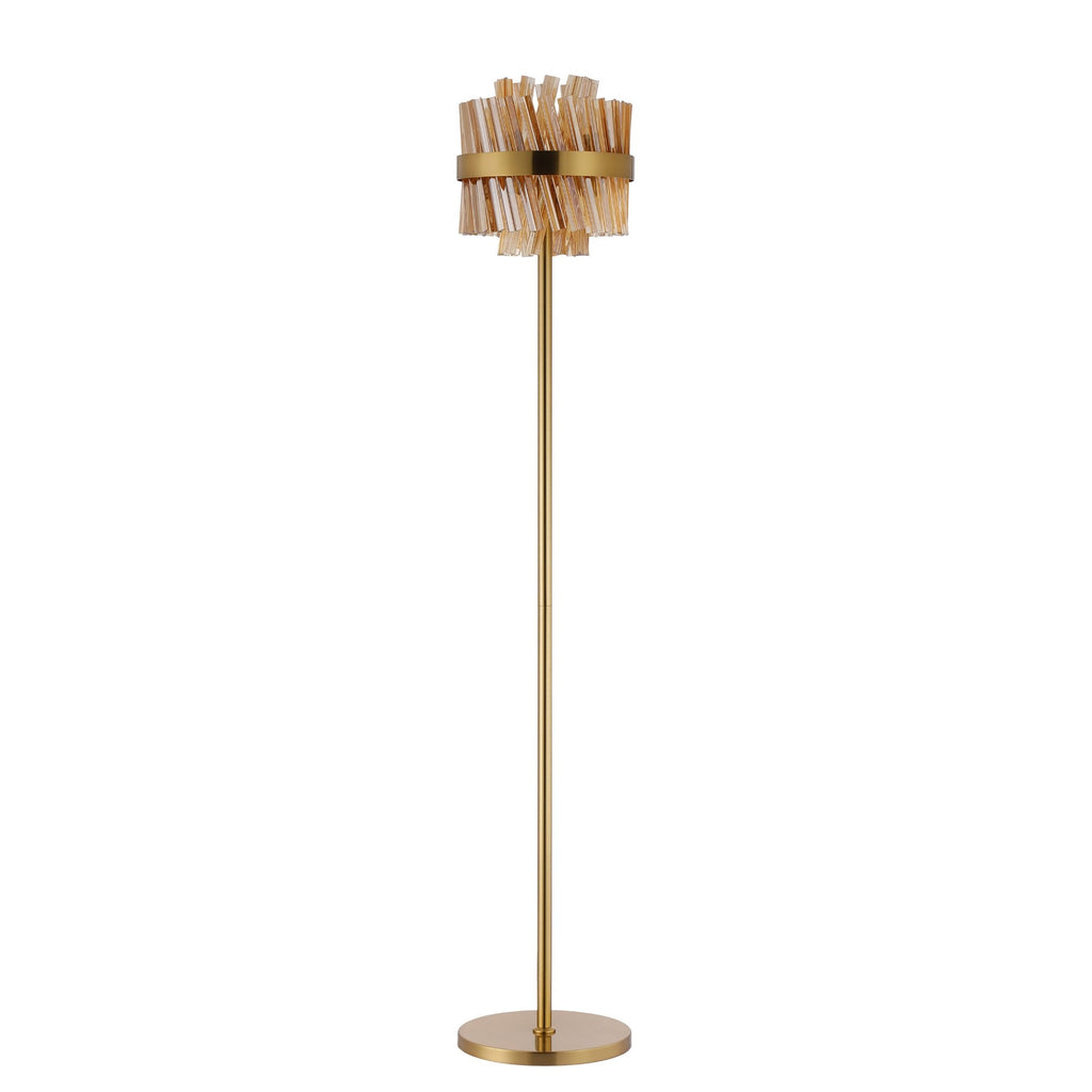 NL9514BR/AM9 Kaffer 8 Light Floor Lamp Brass Amber
