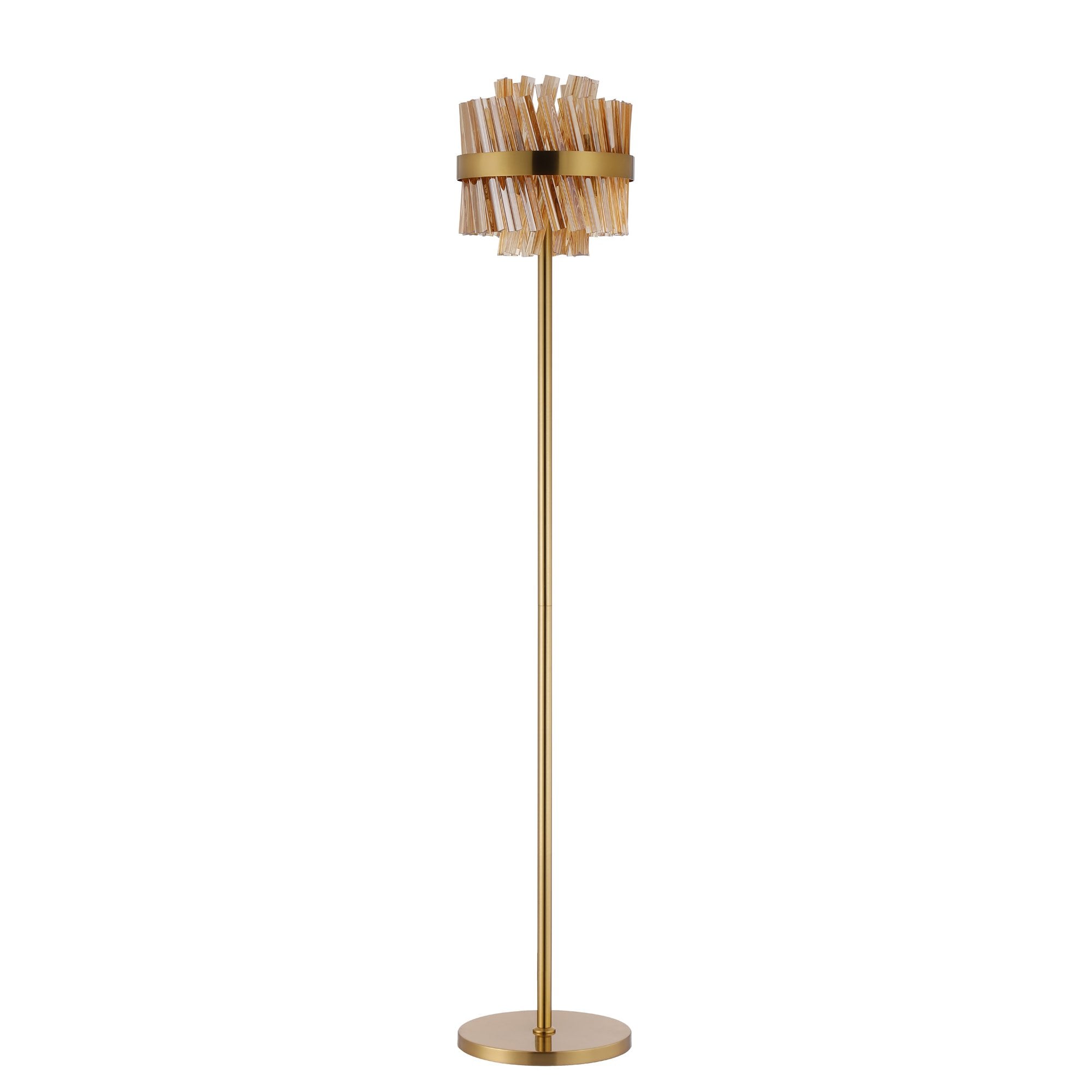 NL9514BR/AM9 Kaffer 8 Light Floor Lamp Brass Amber